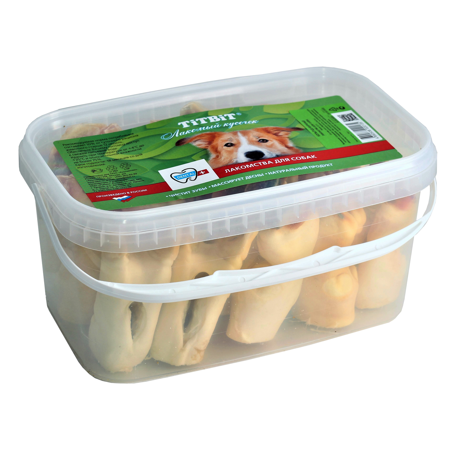 Лакомство TiTBiT Копытце баранье для собак - банка пласт. 3.3 л 750 г