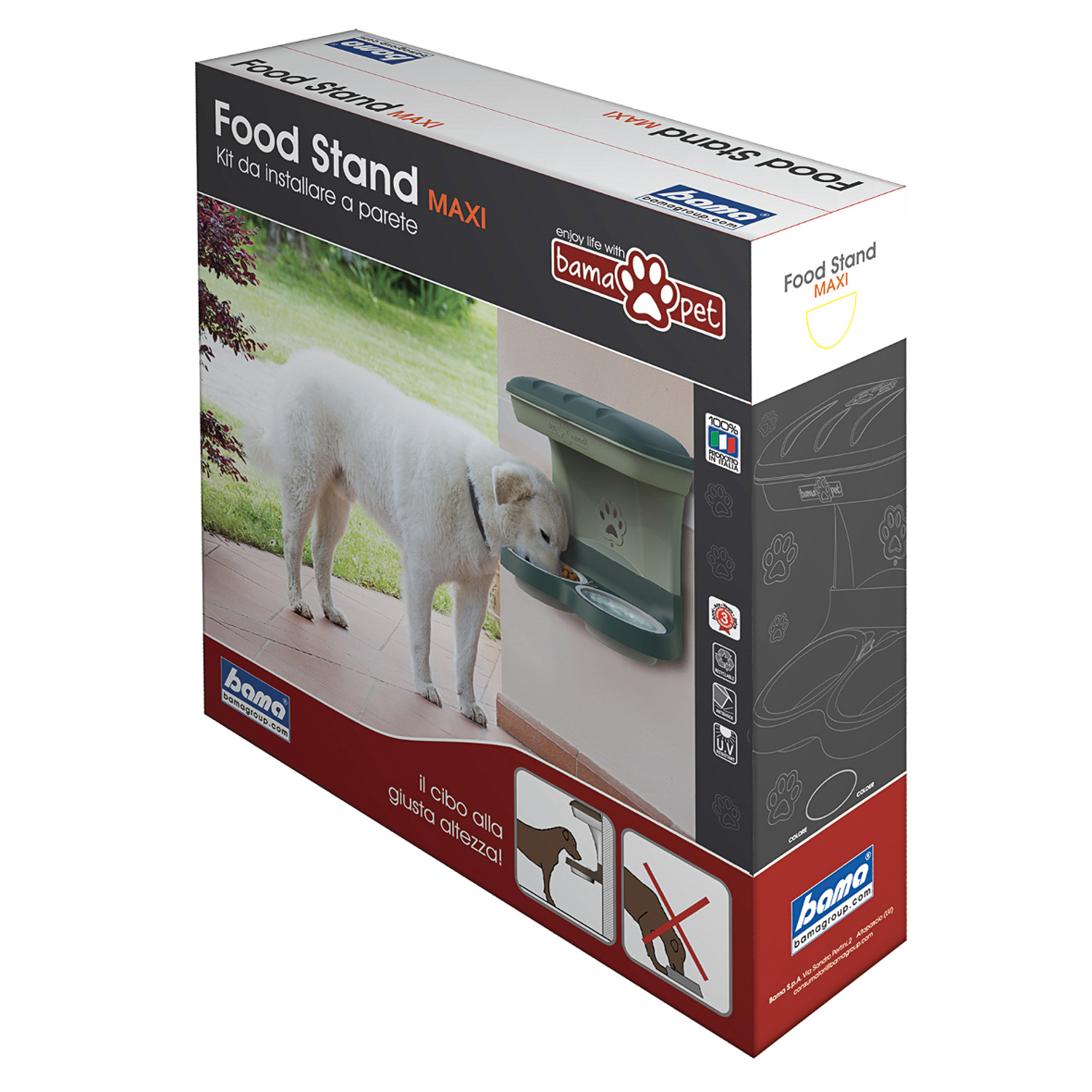 BAMA PET миска для собак настенная двойная MAXI 2200 мл 50х29х52h см, бежевая СКИДКА 50%