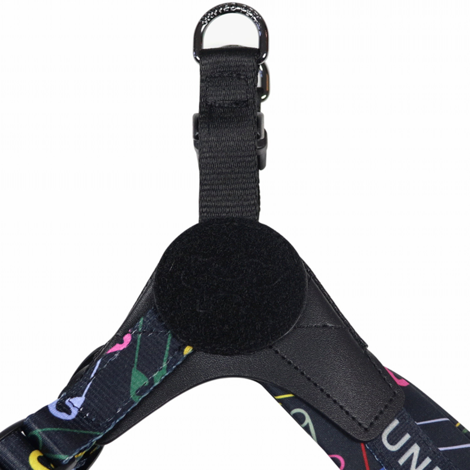 Шлейка United Pets для собак Complete me 1.5 - XS 34-42, черный с разноцветными булавками СКИДКА 30%