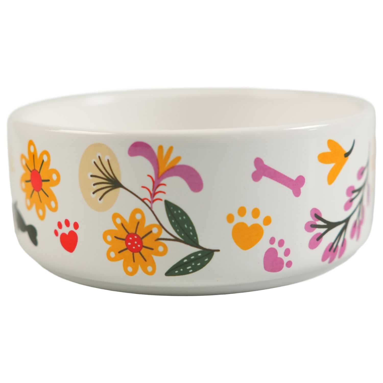 Миска Mr.Kranch керамическая для собак 420 мл Цветы Прованса розовая