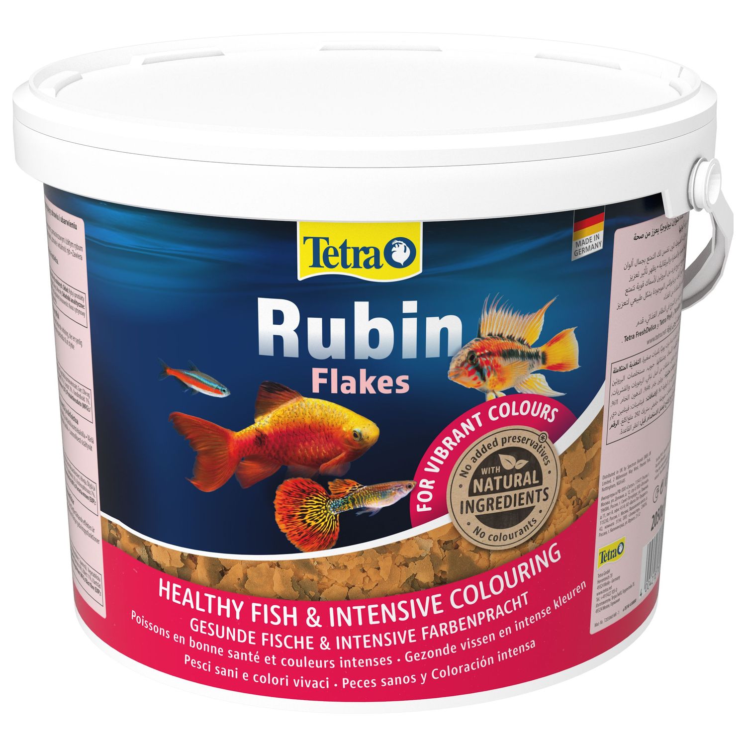 TetraRubin корм в хлопьях для улучшения окраса всех видов рыб 10 л (ведро)