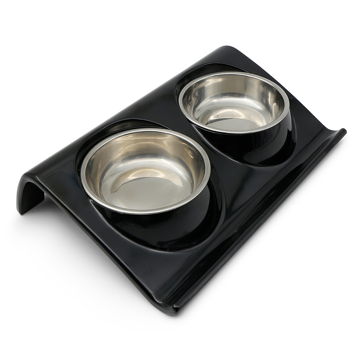 Миска SuperDesign двойная на меламиновой подставке 2х160 мл, черная СКИДКА 50%