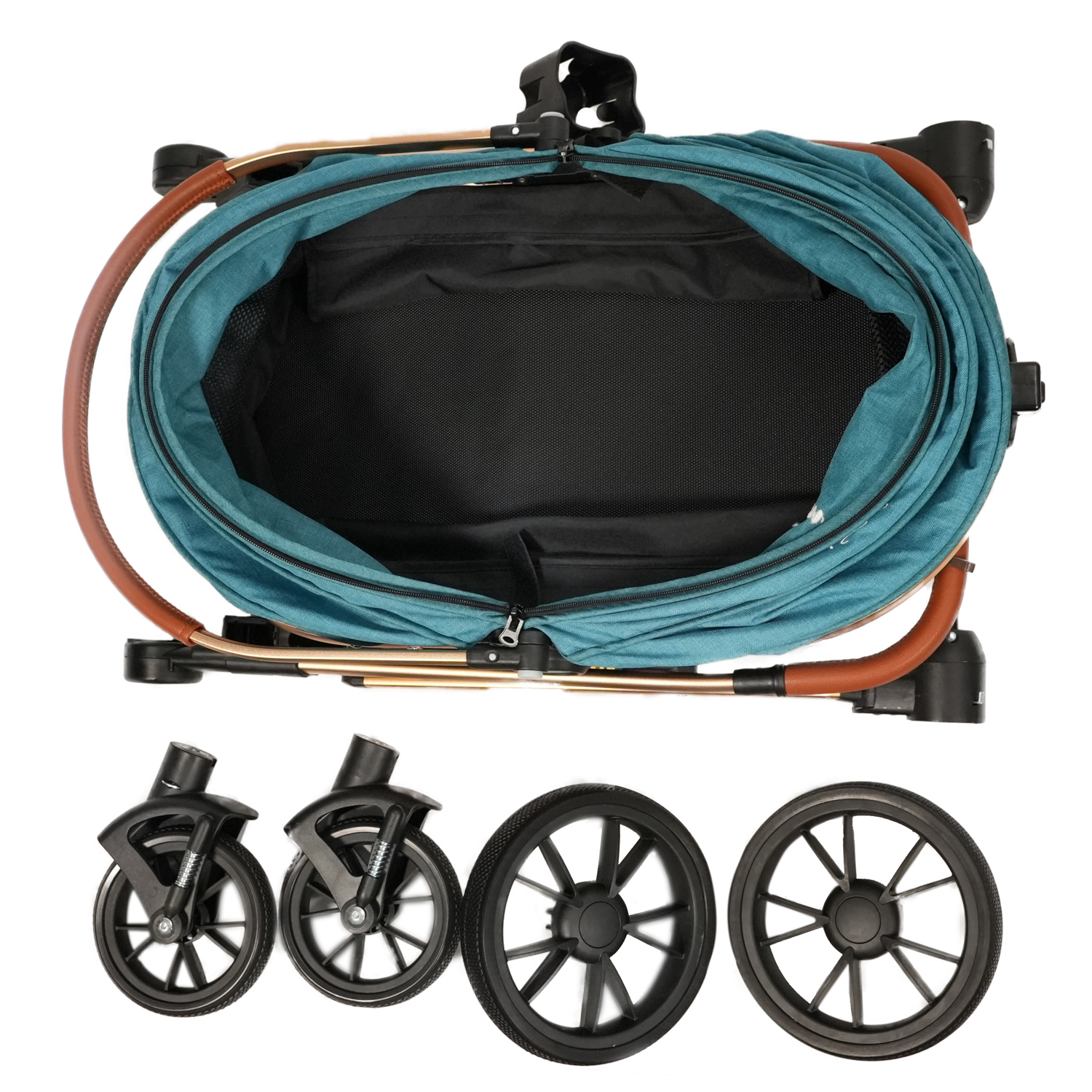 Коляска прогулочная Mr.Kranch для собак и кошек большая с амортизацией (макс. нагрузка 20 кг) голубая