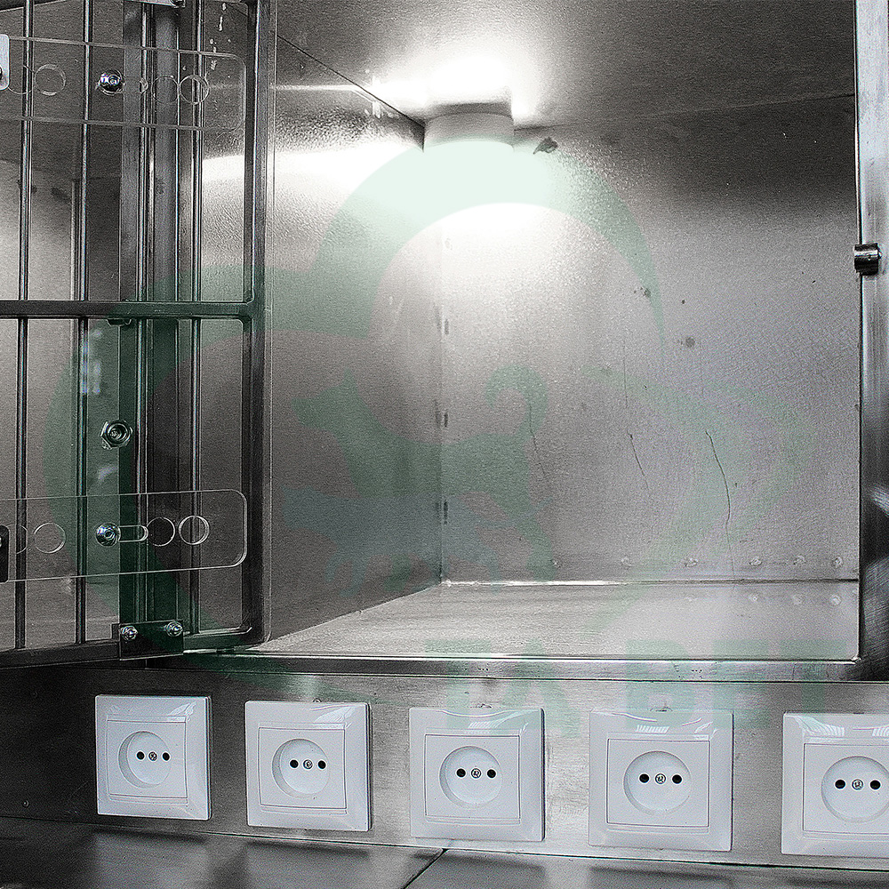 ТД ВЕТ Модуль из 12 клеток нерж стали с освещением ящики ЛДСП 2270х800х1870(1890) мм