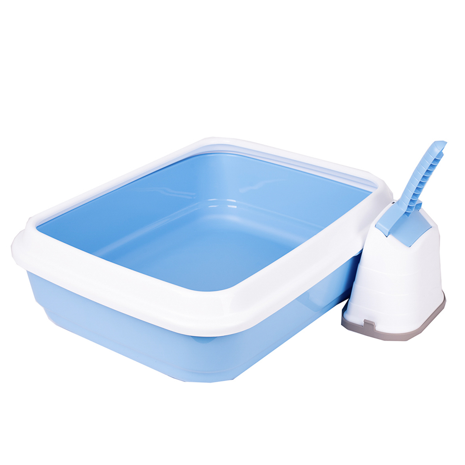 IMAC туалет-лоток для кошек DUO с совочком на подставке 50х40х15h см, голубой СКИДКА 40%