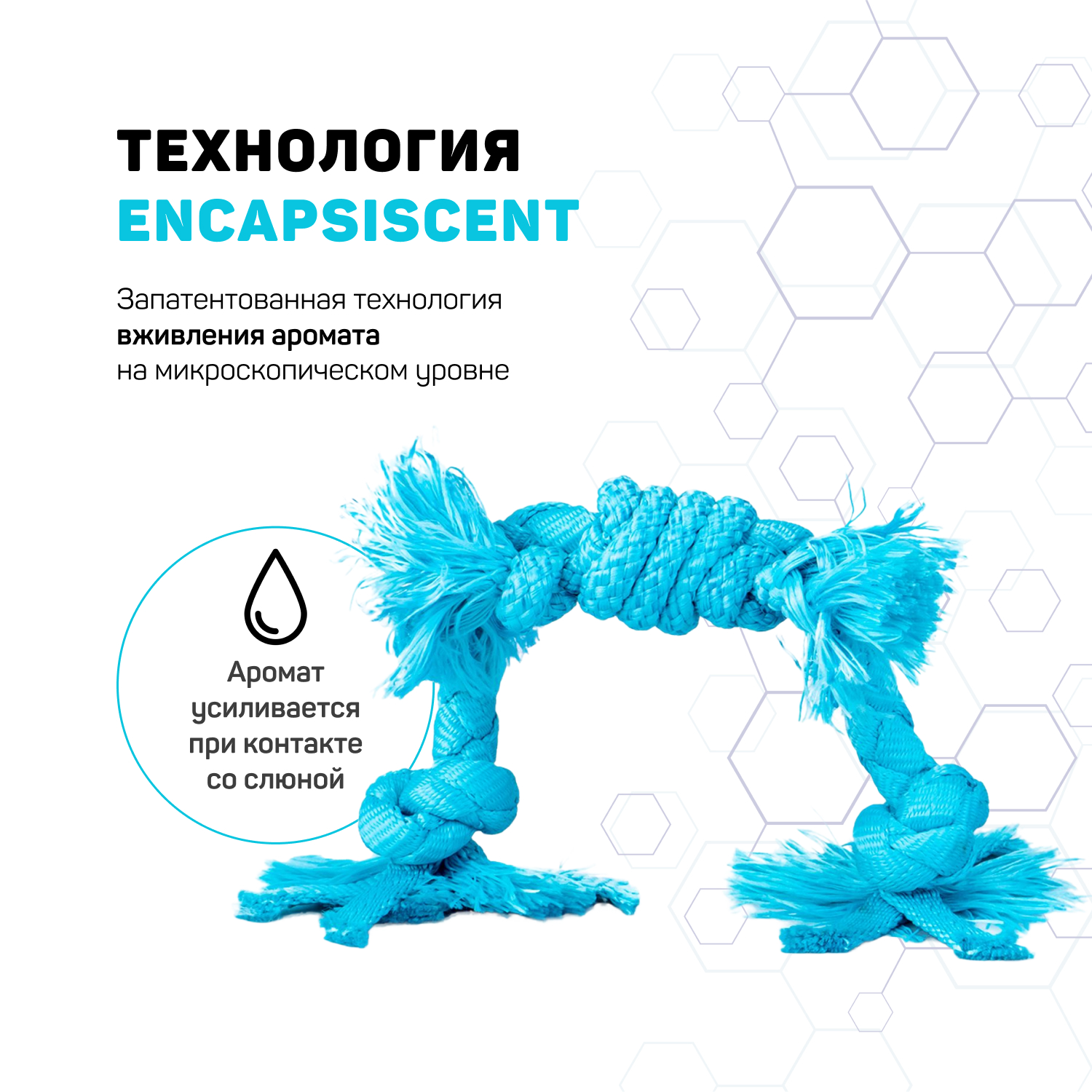 Playology сенсорный канат PUPPY SENSORY ROPE для щенков мелких и средних пород 8-16 недель с ароматом арахиса, цвет голубой СКИДКА 50%
