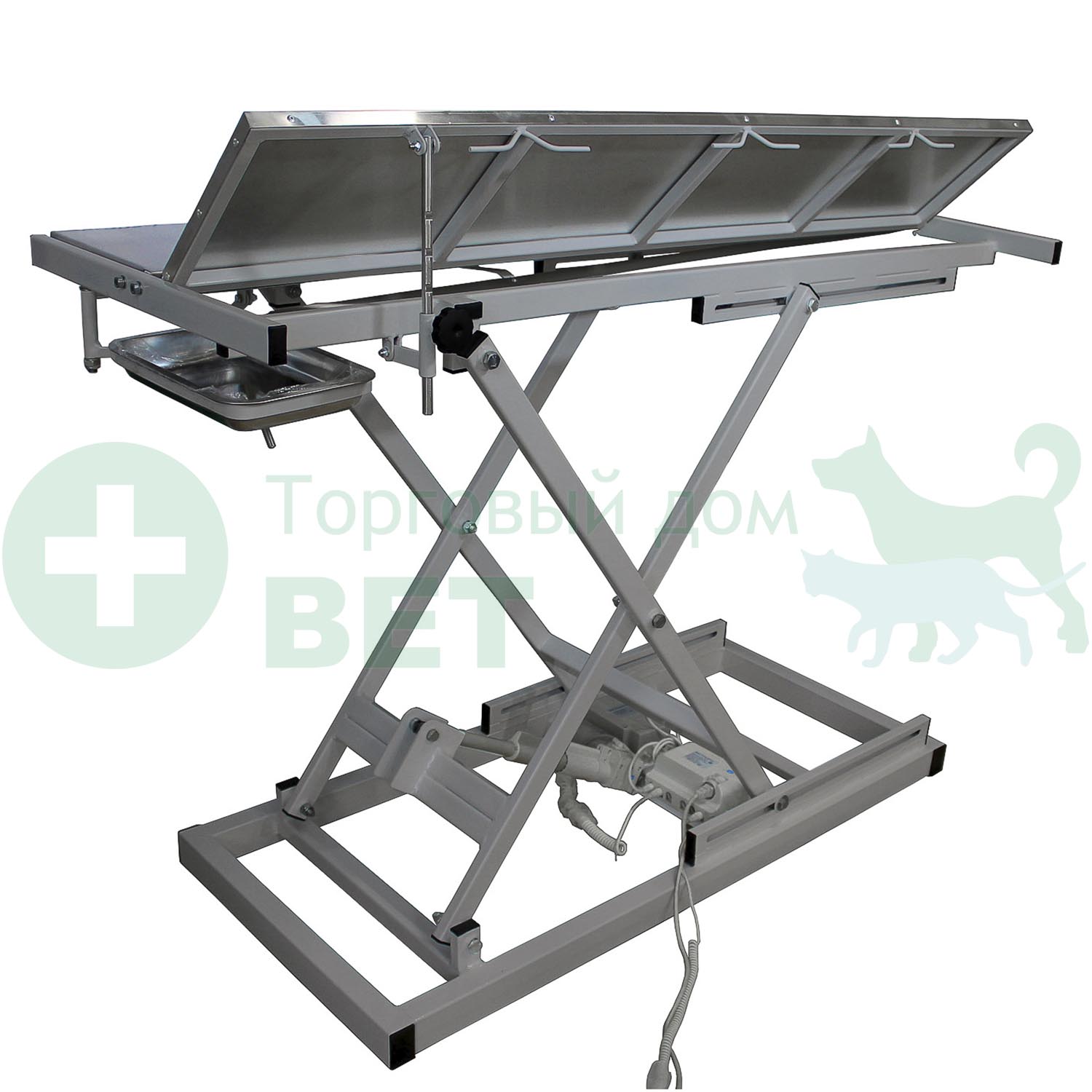 ТД ВЕТ Ветеринарный стол с электроприводом для хирургических операций Vetbot-91, 1500х600х(330- 1130h)  (каркас серый, пульт ручной)