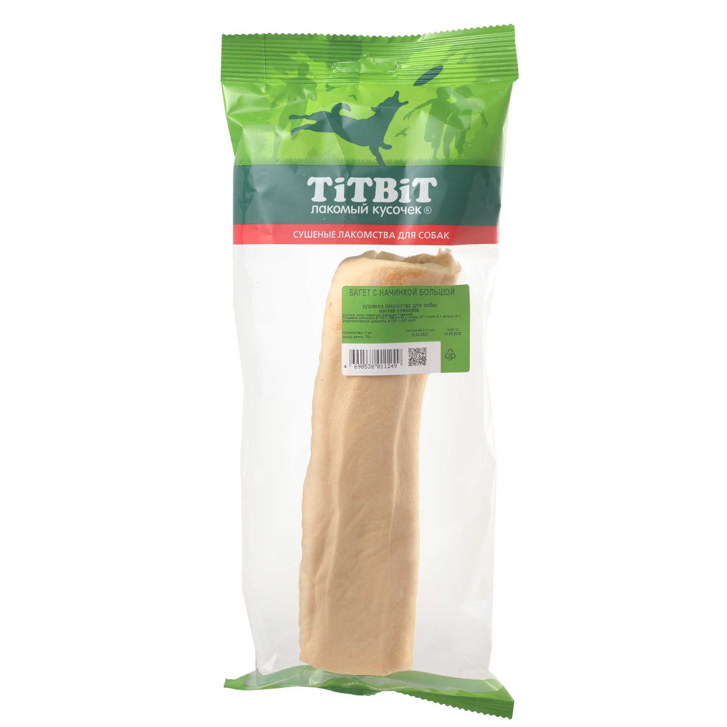 Лакомство TiTBiT Багет с начинкой большой для собак 70 г