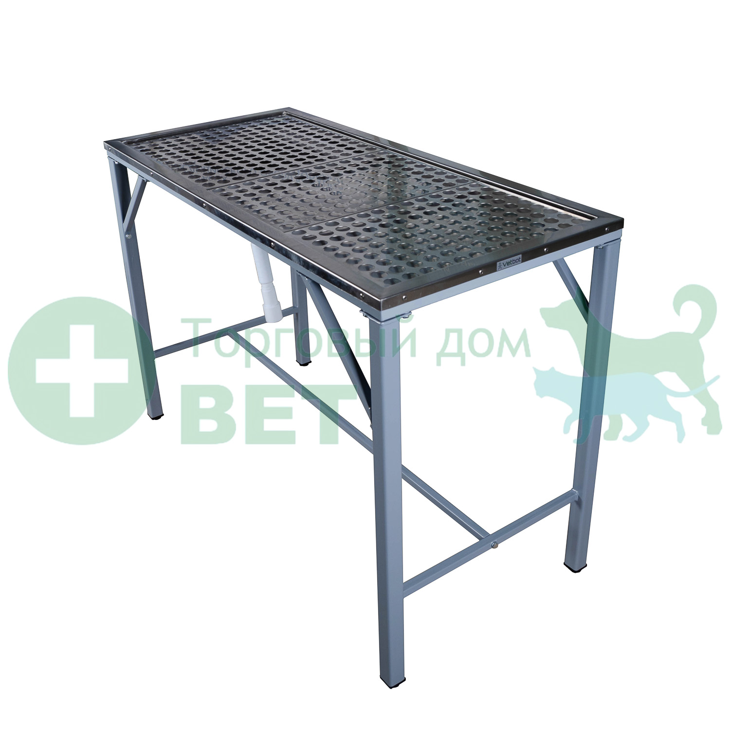 ТД ВЕТ Стол стоматологический VETBOT-76.00, 1300х600х800 мм, каркас белый, (без полки)