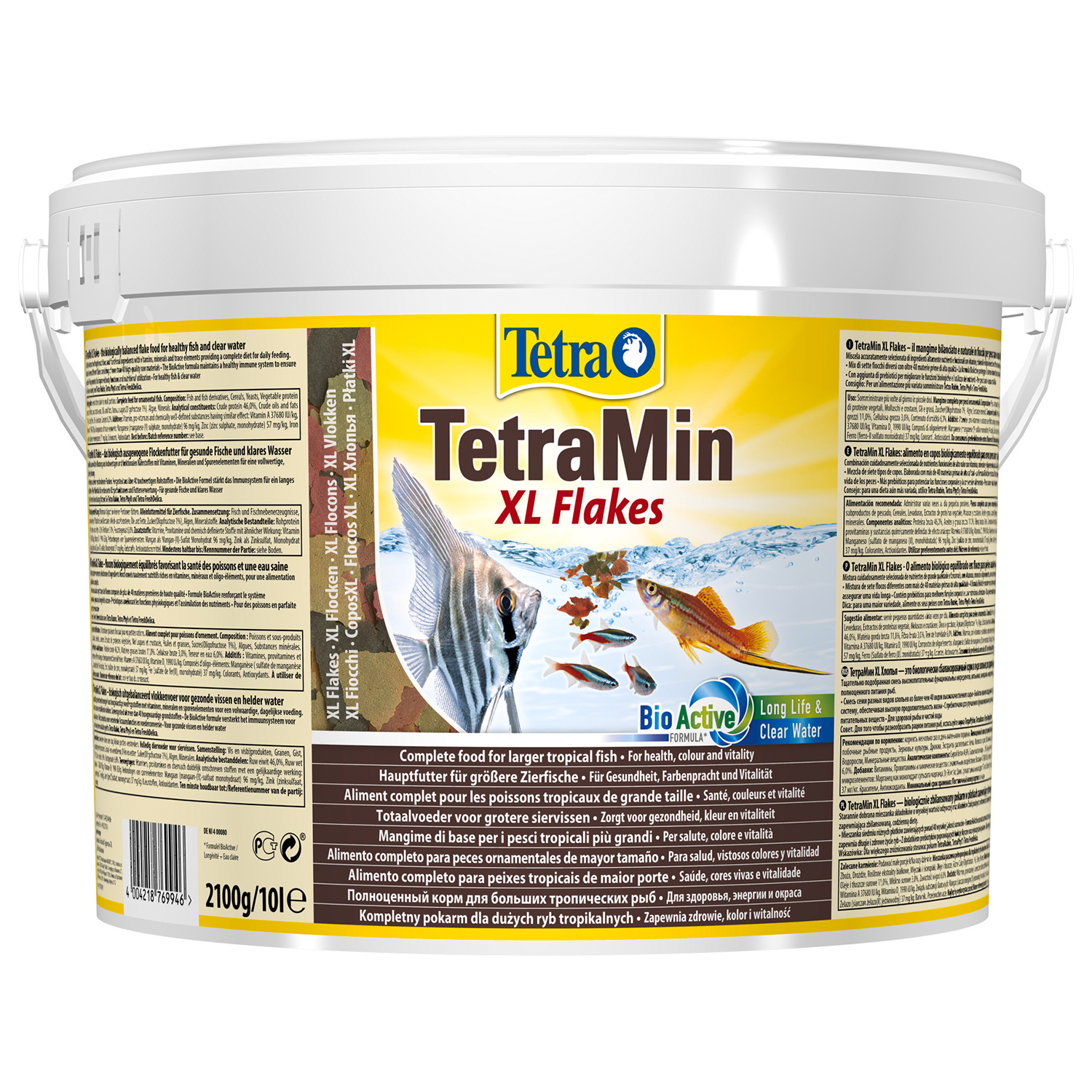 TetraMin XL корм для всех видов рыб крупные хлопья 10 л (ведро)