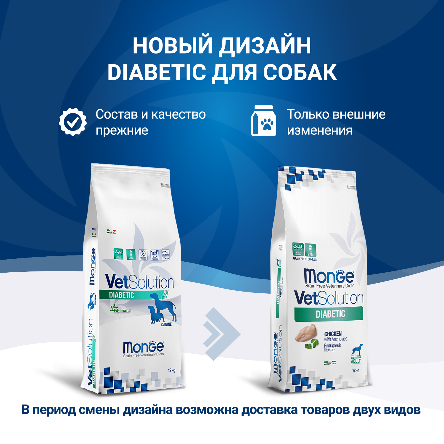 Диетический корм Monge VetSolution Dog Diabetic Диабетик для собак при сахарном диабете 12 кг