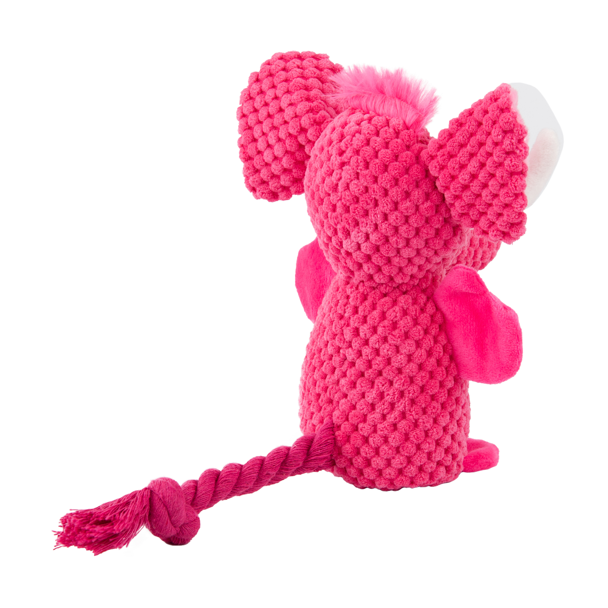 Игрушка Mr.Kranch для собак Слон плюшевая с канатиками пищалкой и карманом под лакомство 21 см розовая