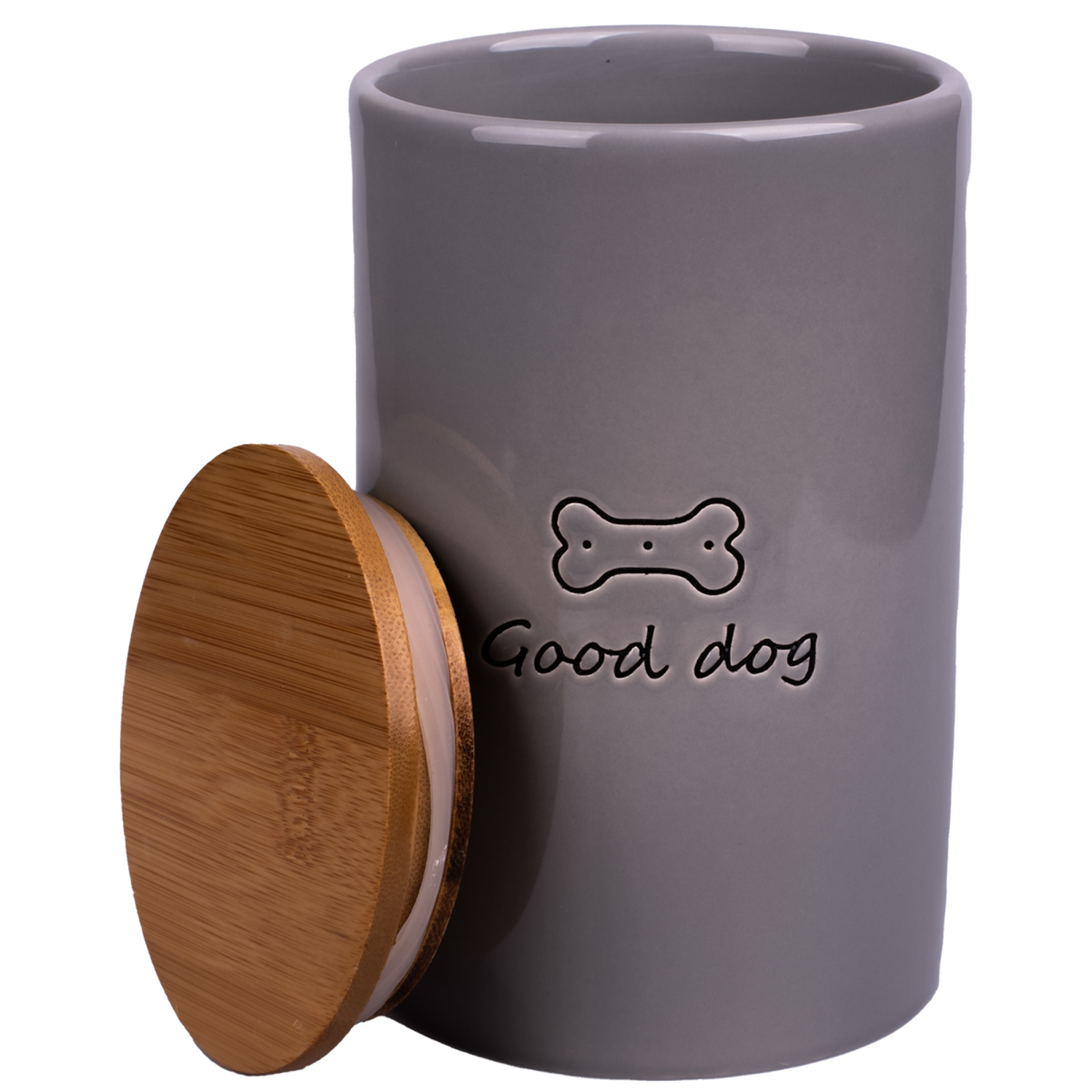 Бокс Mr.Kranch керамический для хранения корма для собак GOOD DOG 850 мл серый СКИДКА 50%