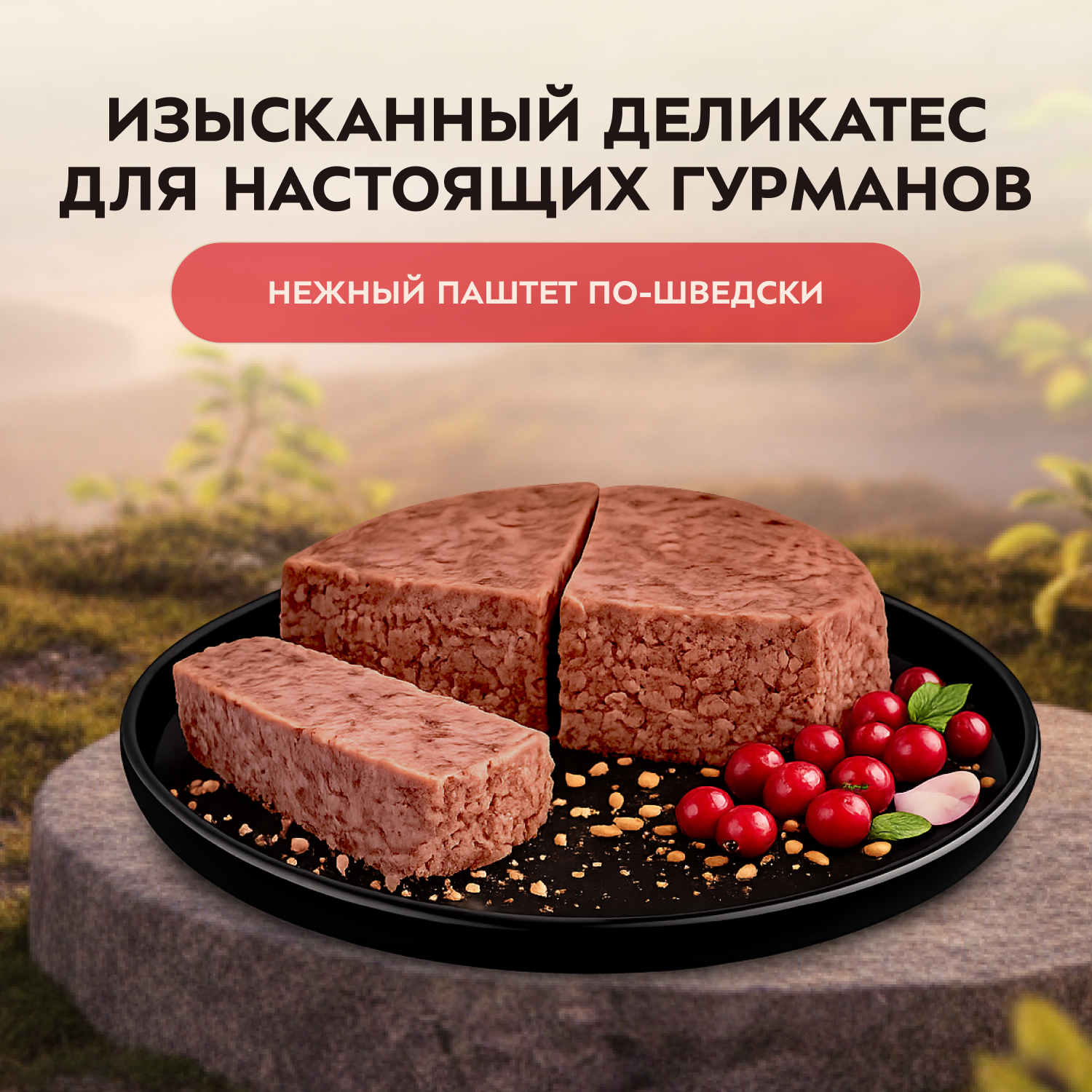 Влажный корм Мнямс Деликатес Говядина с клюквой для стерилизованных кошек "Паштет по-шведски" 100 г