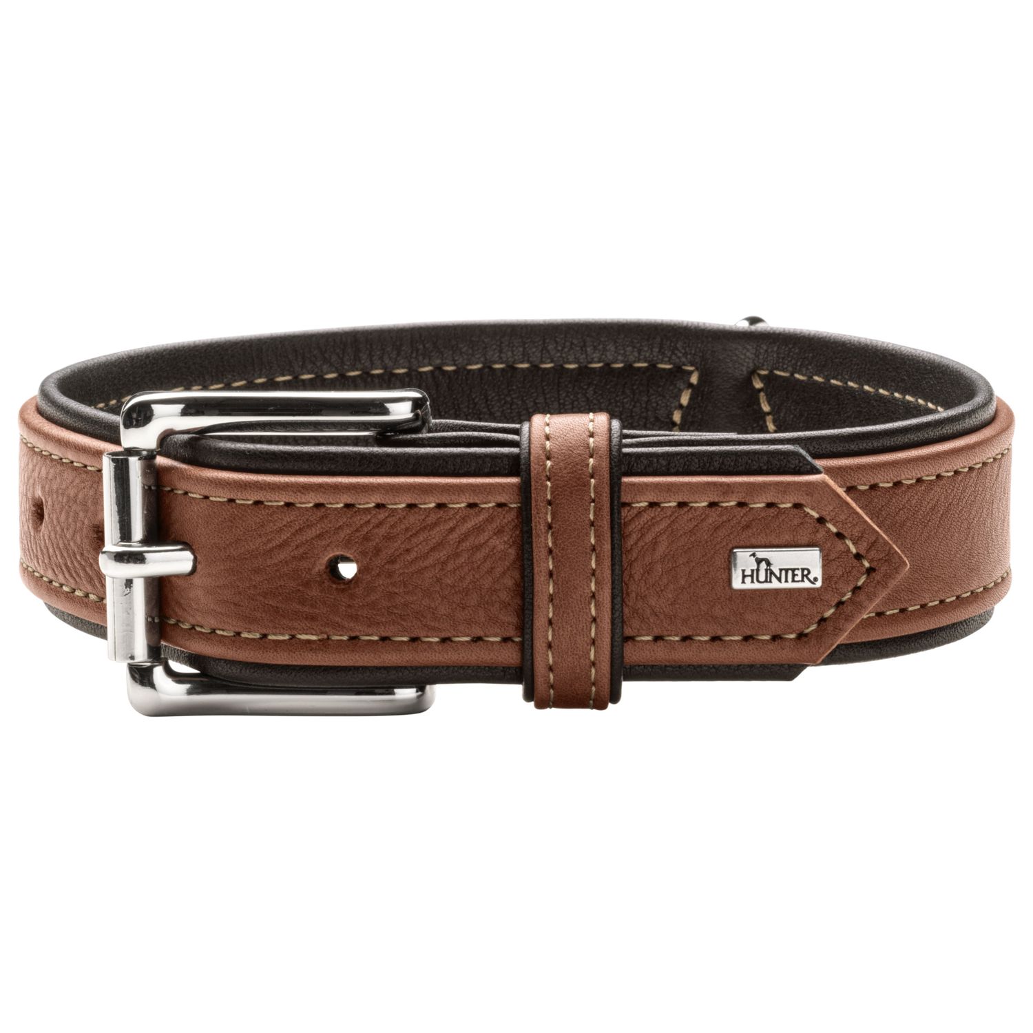 Ошейник Hunter Canadian UP для собак, обхват 42-48 см, длина 55 см, коньячно-черный