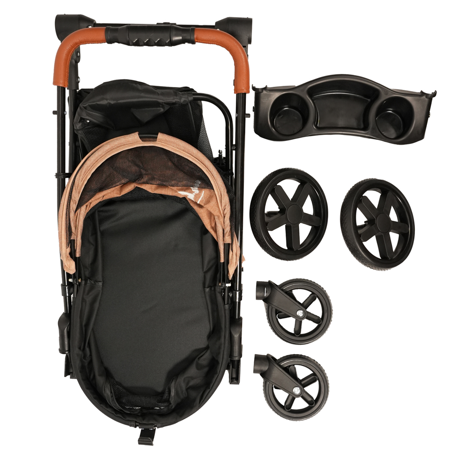 Коляска прогулочная Mr.Kranch для собак и кошек (макс. нагрузка 15 кг) бежевая