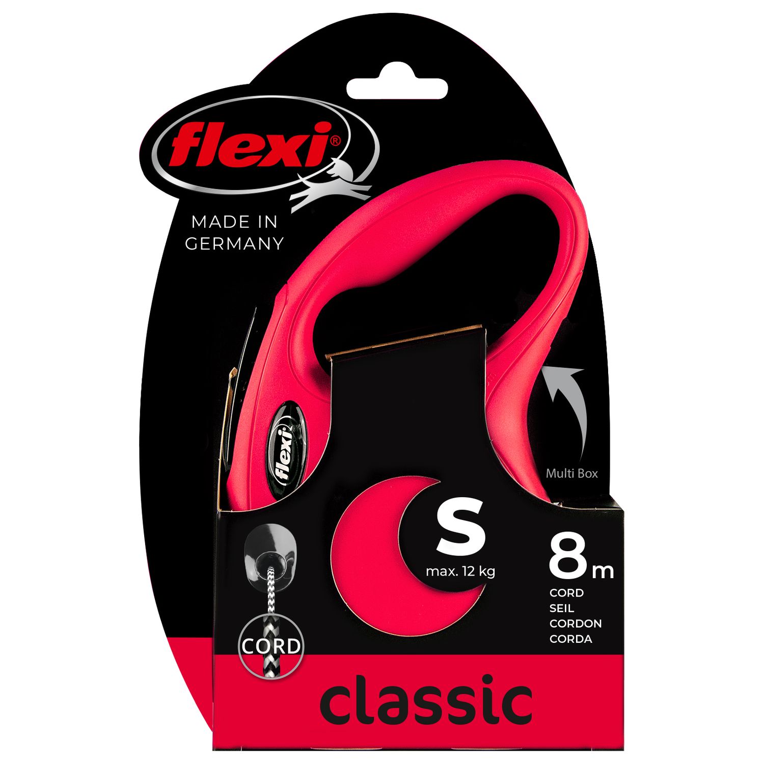 flexi рулетка New Classic S (до 12 кг) 8 м трос красная