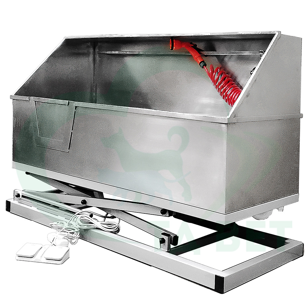 ТД ВЕТ Ванна для мытья животных VETBOT из нерж. стали, электропривод 1500x600x805-1350h, с дверцей и душем (каркас белый) (из наличия) СКИДКА 15%