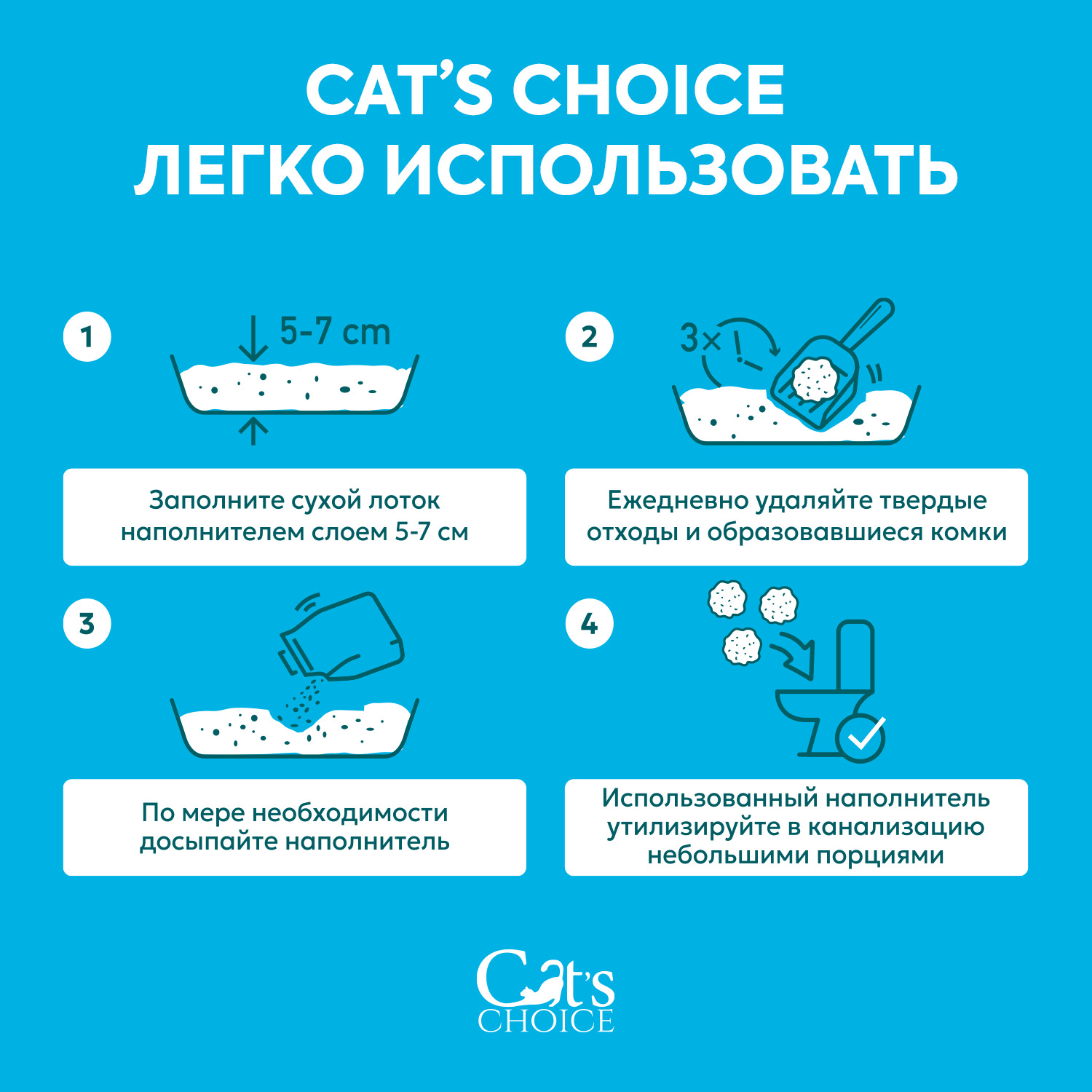 Бумажный комкующийся наполнитель Cat's choice с цветовым индикатором комка 6 л/1,5 кг