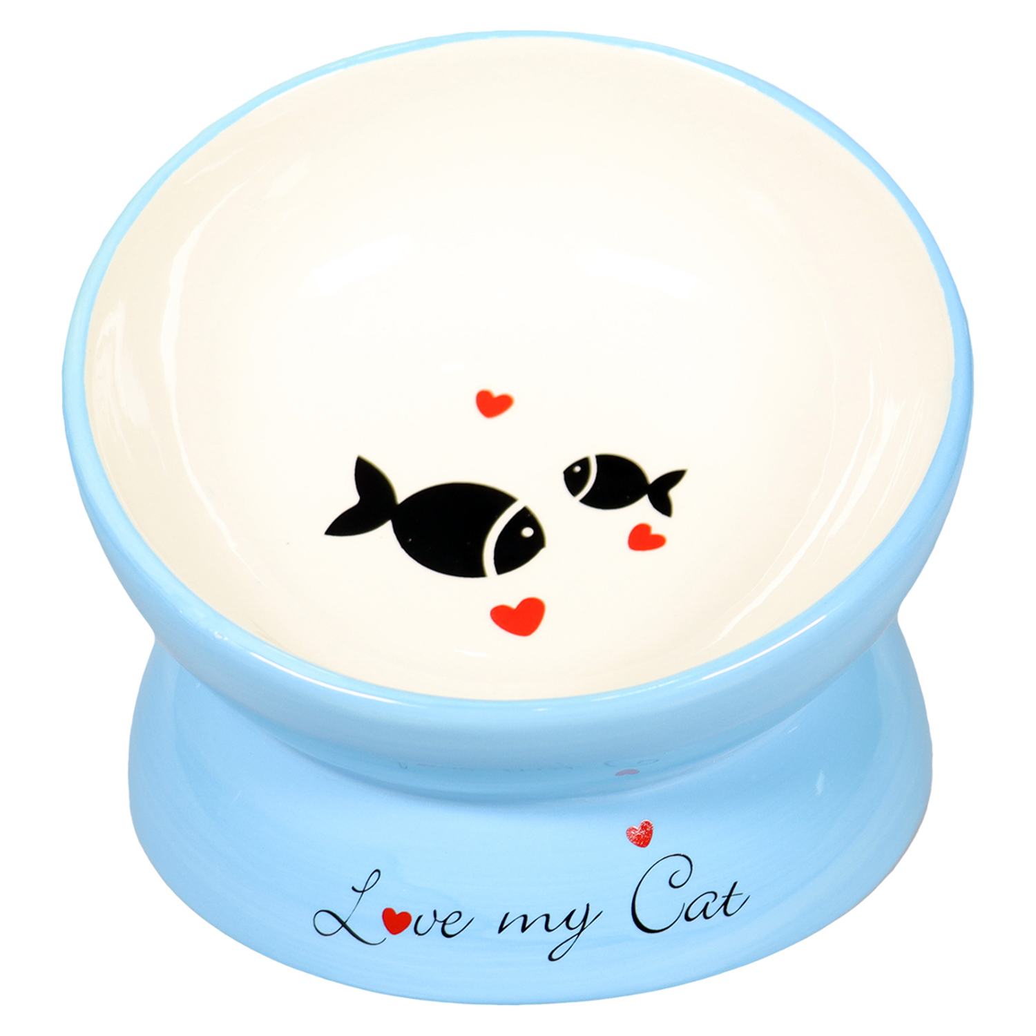 Миска Mr.Kranch керамическая для кошек на подставке 120 мл голубая