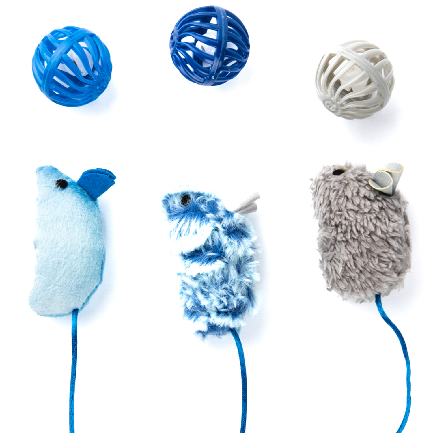 Игрушка Petpark для кошек Мышки и мячики с кошачьей мятой (6 шт в комплекте)