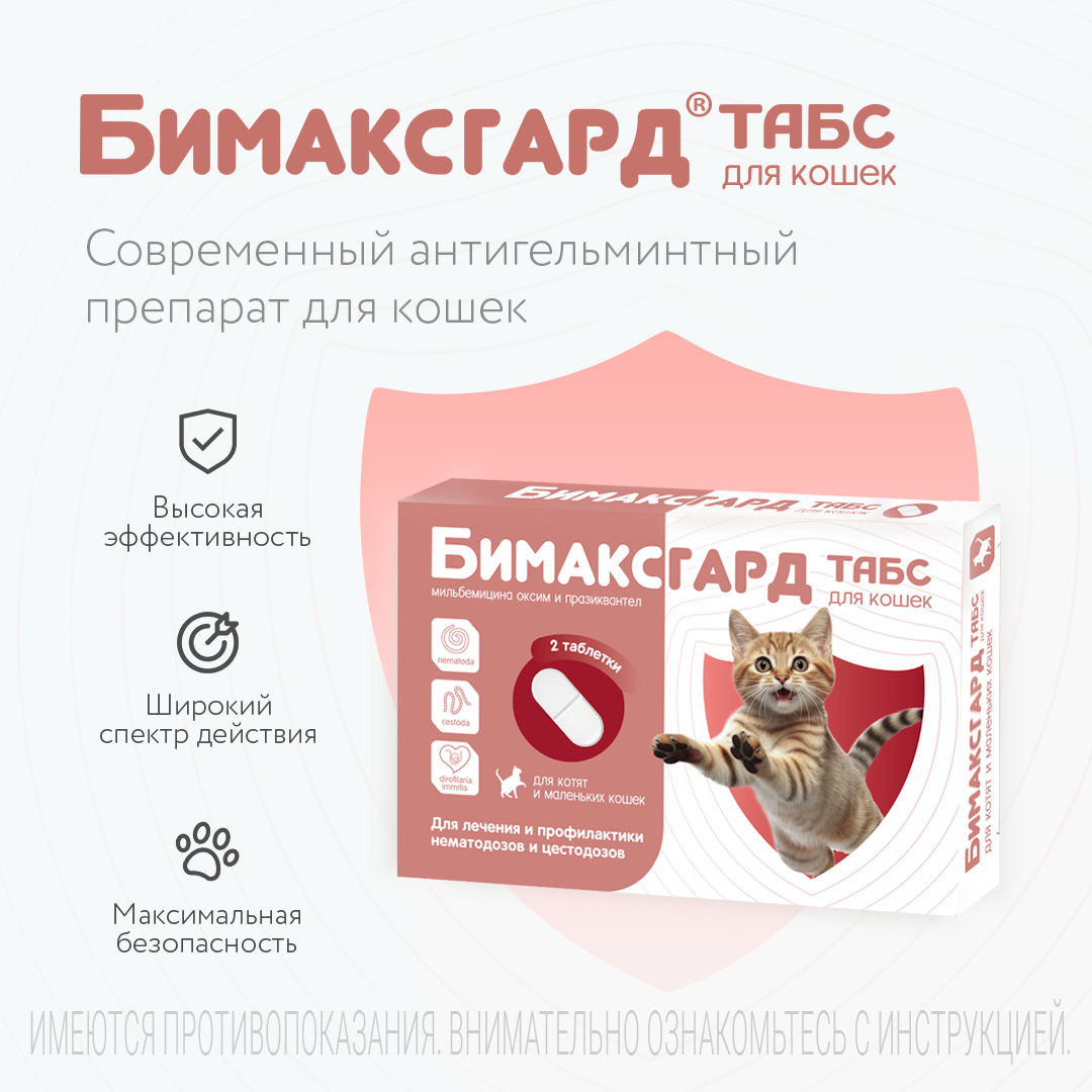 Бимаксгард® ТАБС антигельминтный препарат для котят и маленьких кошек, 2 таб.