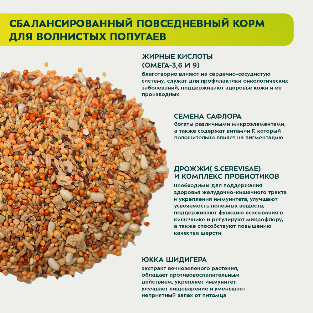 Корм Bambini Pets для волнистых попугайчиков, 800 г