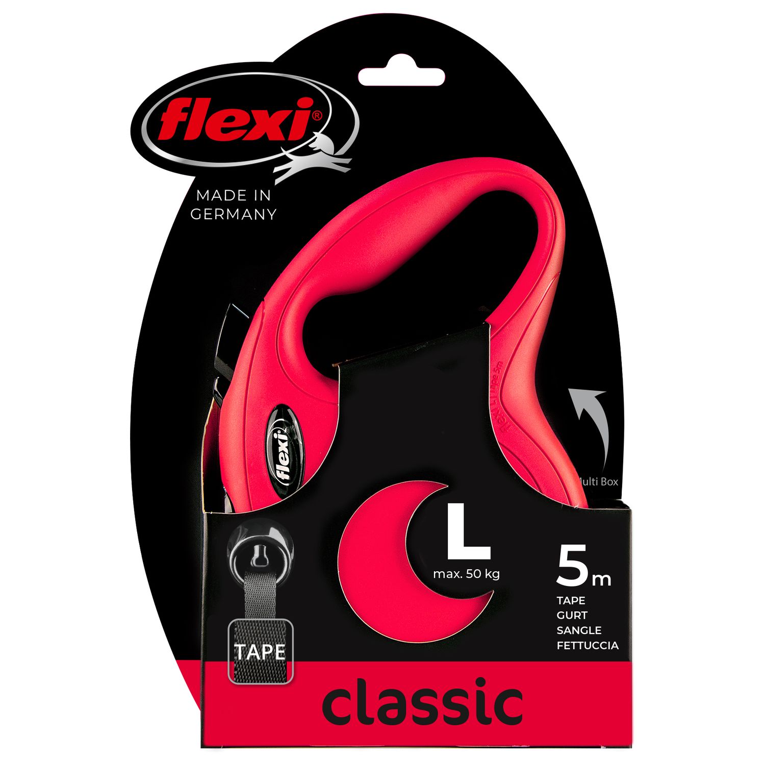 flexi рулетка New Classic L (до 50 кг) лента 5 м красная