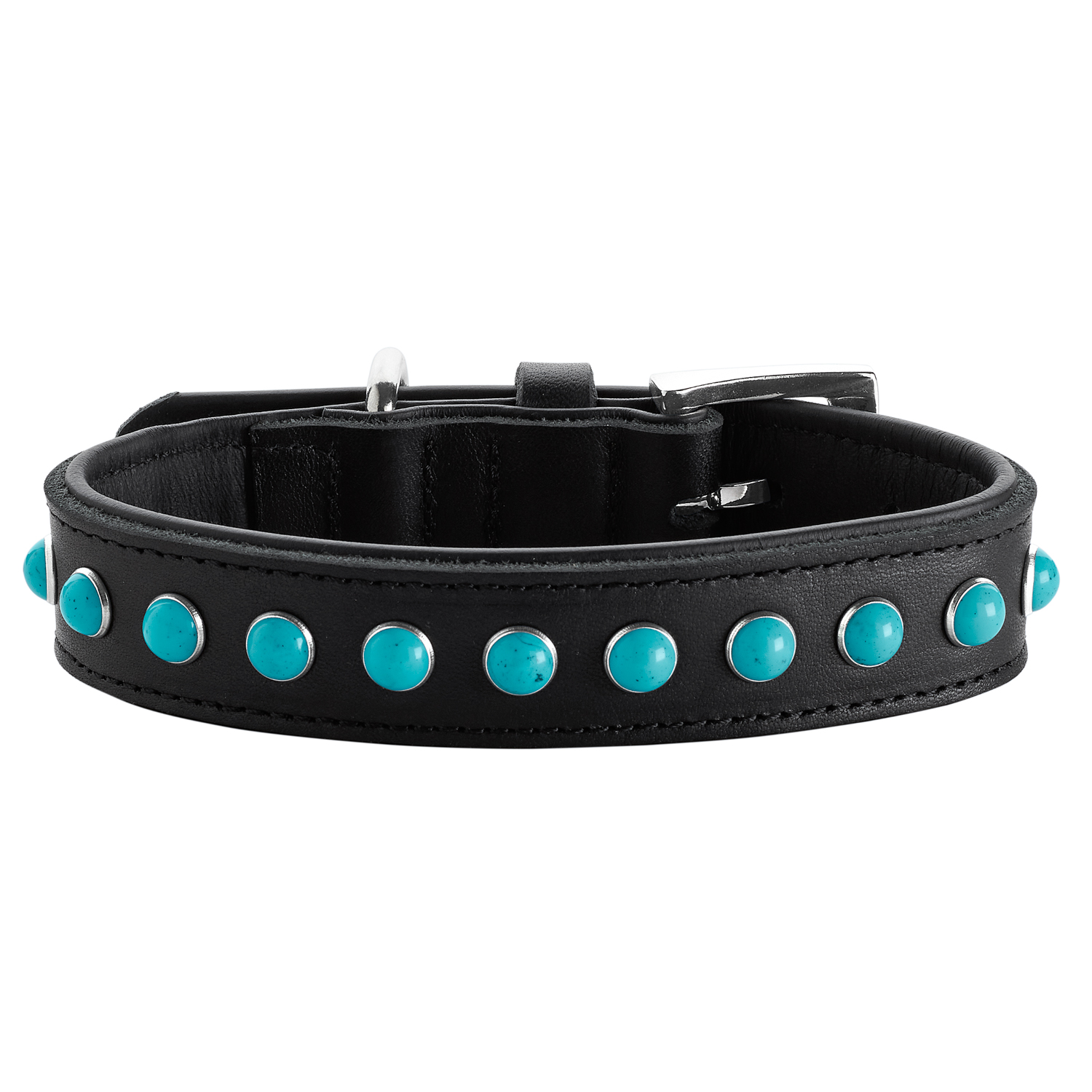 Hunter ошейник для собак Modica XS-S (24-30 см) натуральная кожа, черный, фурнитура с имитацией бирюзы СКИДКА 40%