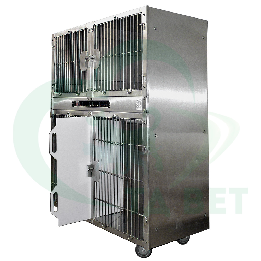 ТД ВЕТ Модуль клеток из нерж. стали, 2х ярусный из 4 клеток 1200х520х1456(1600)h с колесами
