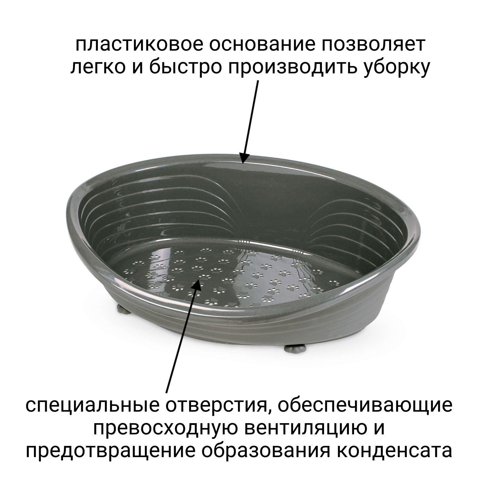 Лежанка MPS STRAKA 77 для кошек и собак пластиковая 93х67х27см антрацит