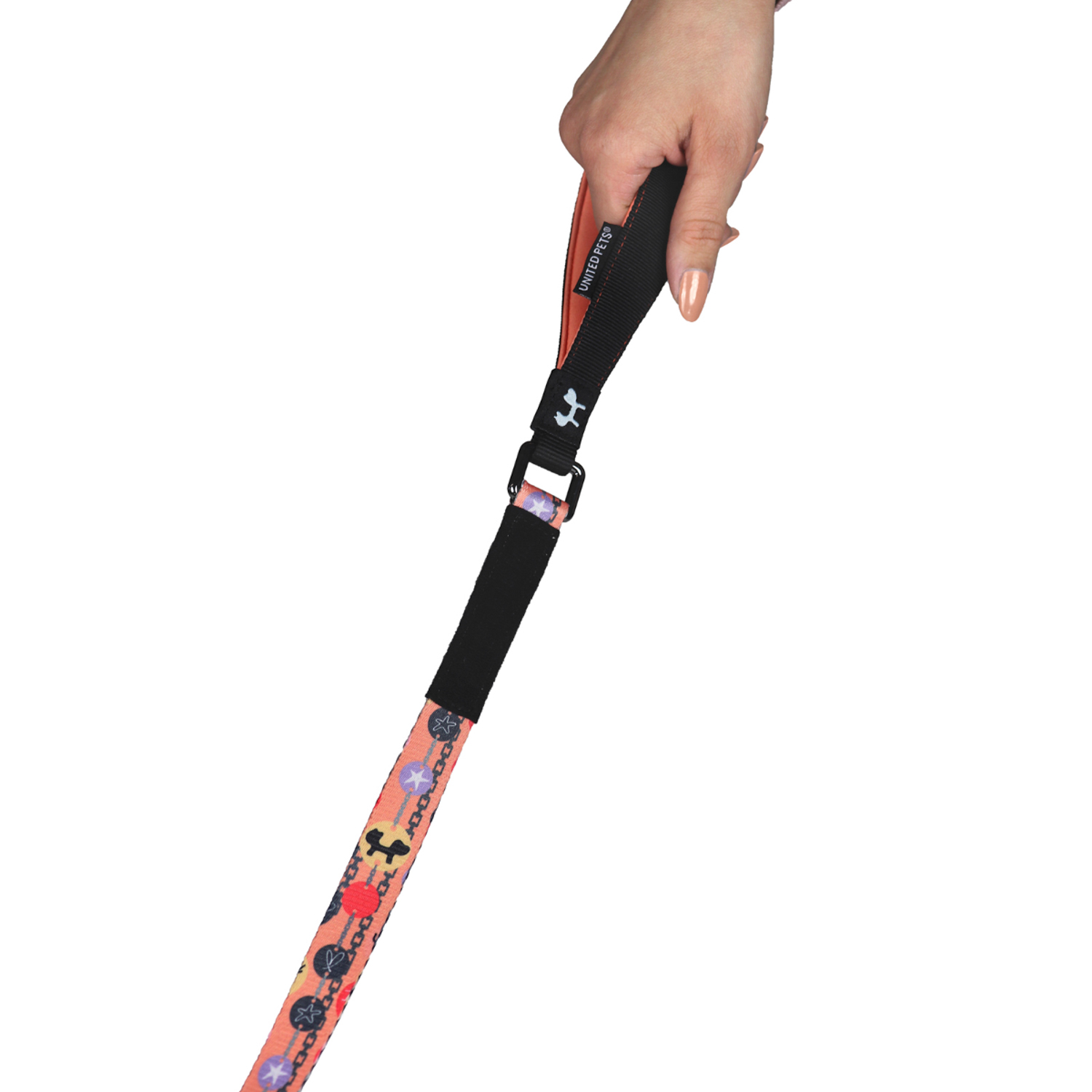 Поводок United Pets для собак Complete me Forever 120 см, 25 мм, оранжевый с рисунком
