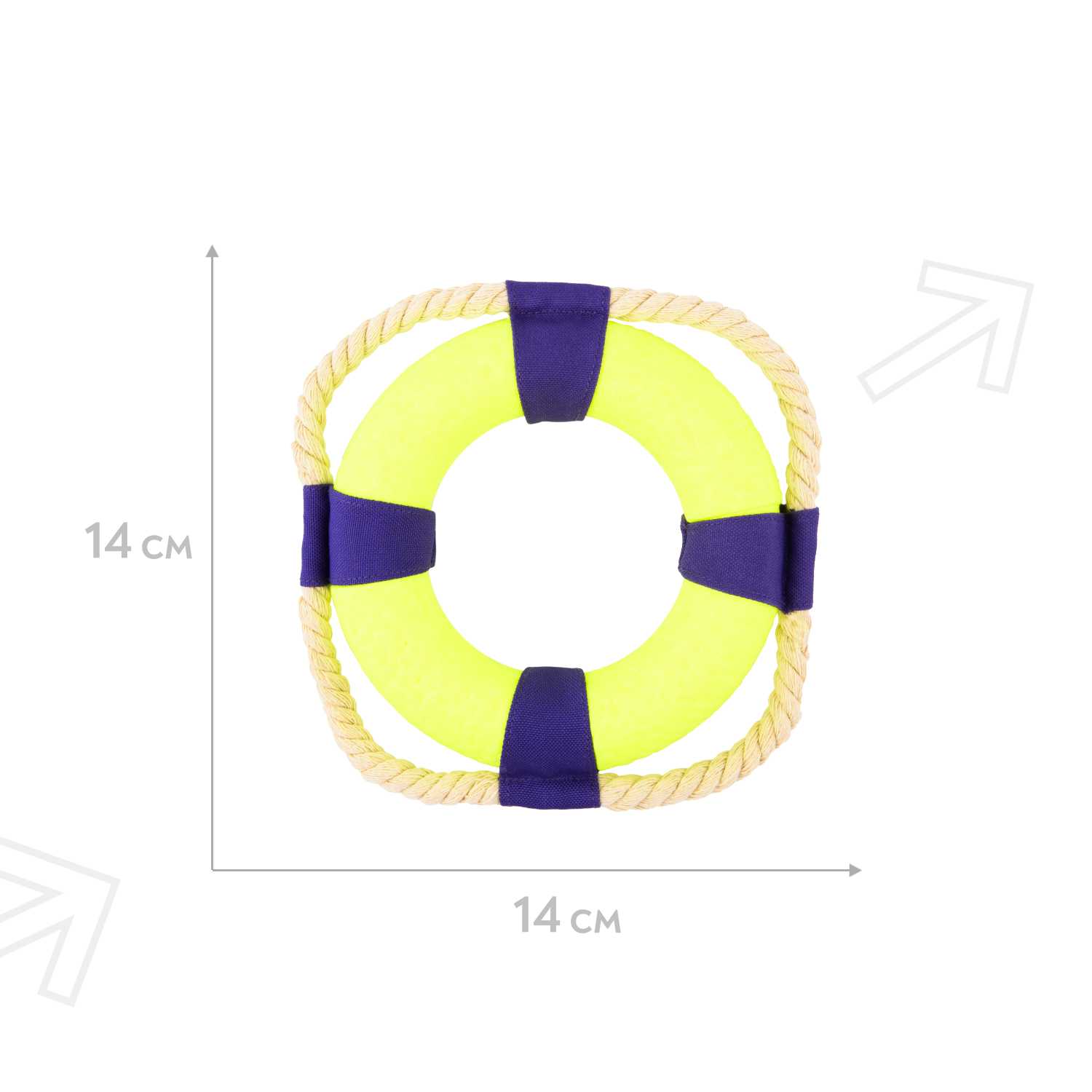 Игрушка Mr.Kranch для собак Кольцо с канатом диаметр 14 см неоновая желтая