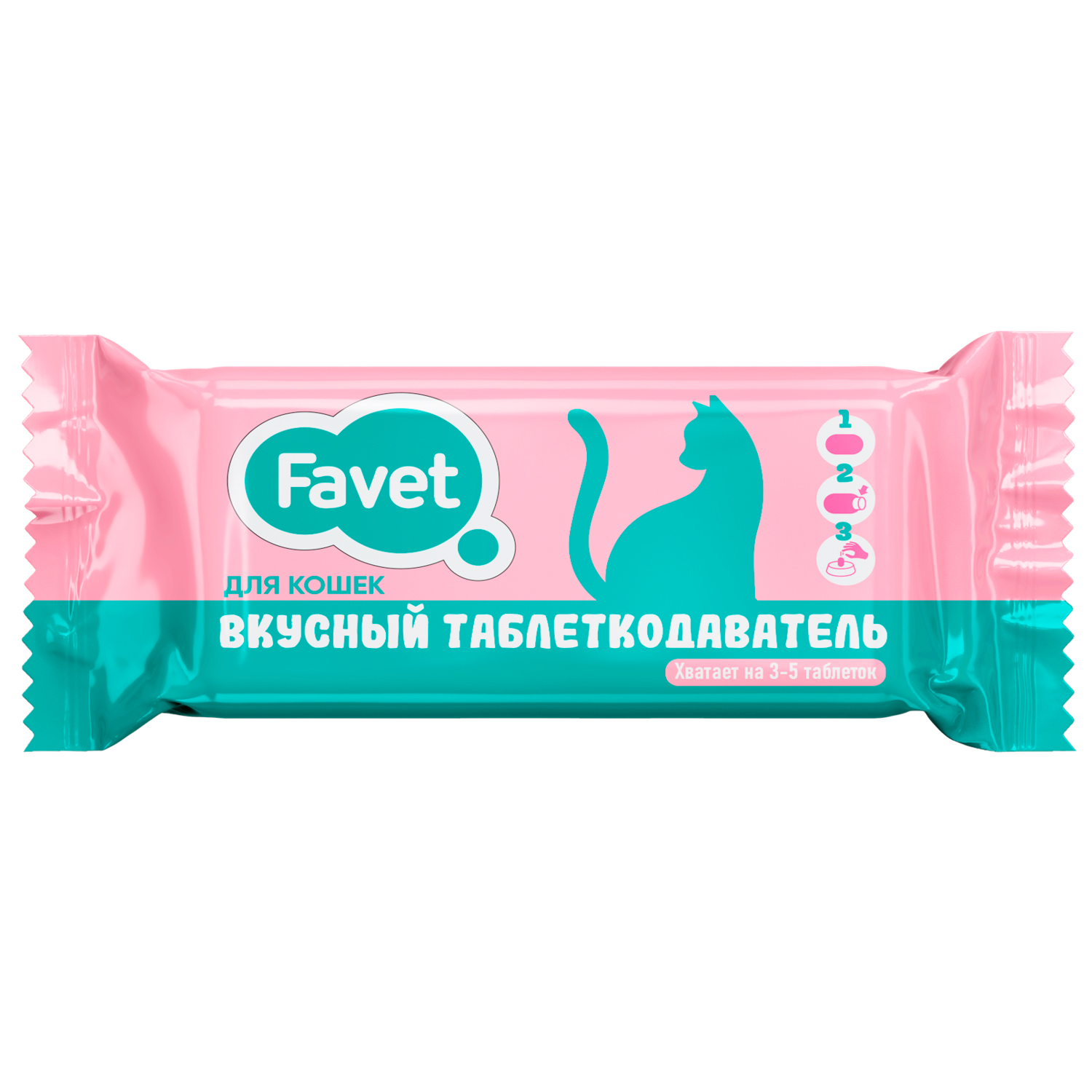 Favet Вкусный таблеткодаватель для кошек (12 шт.), ПЭТ-банка