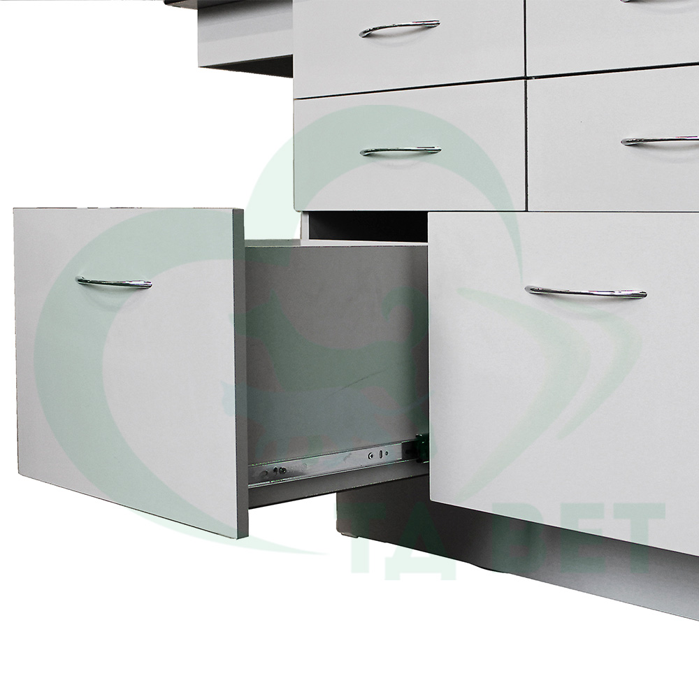 ТД ВЕТ Стол смотровой 22.01 с ящиками, вывод столешницы слева, HPL, 1200х580х867h