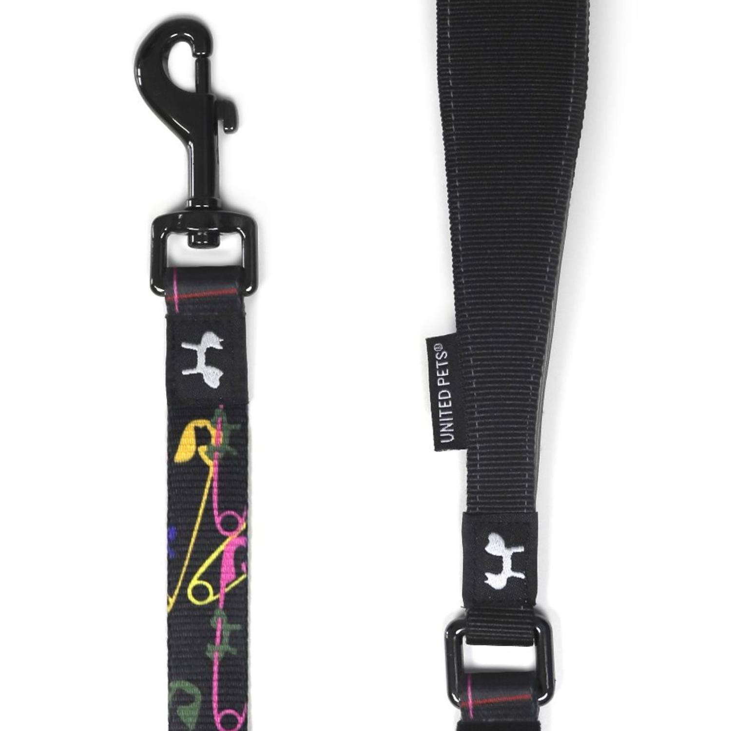 Поводок United Pets для собак Complete me 25 x 1200 mm, черный с разноцветными булавками