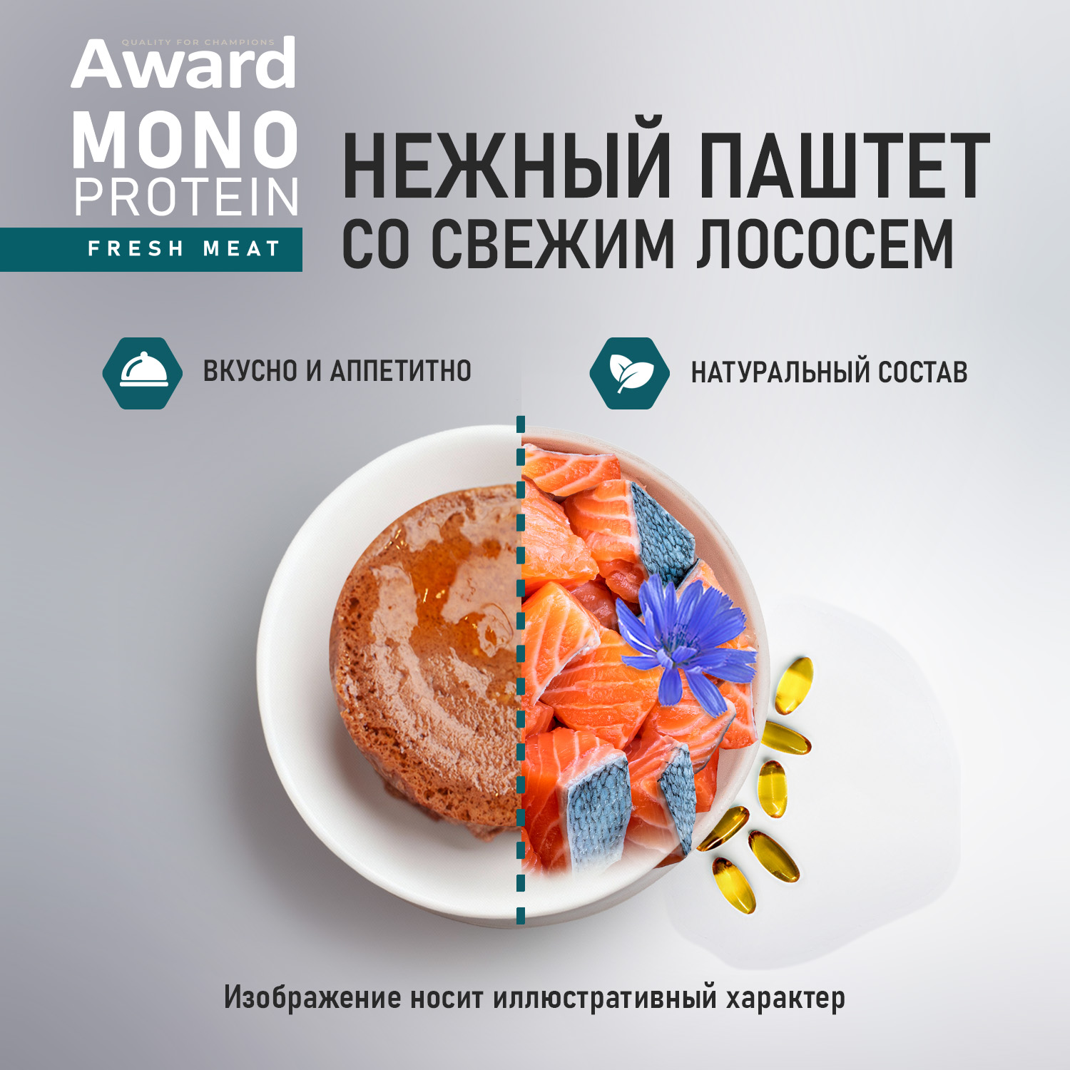 Влажный корм AWARD Monoprotein для взрослых собак паштет из лосося со шпинатом 100г