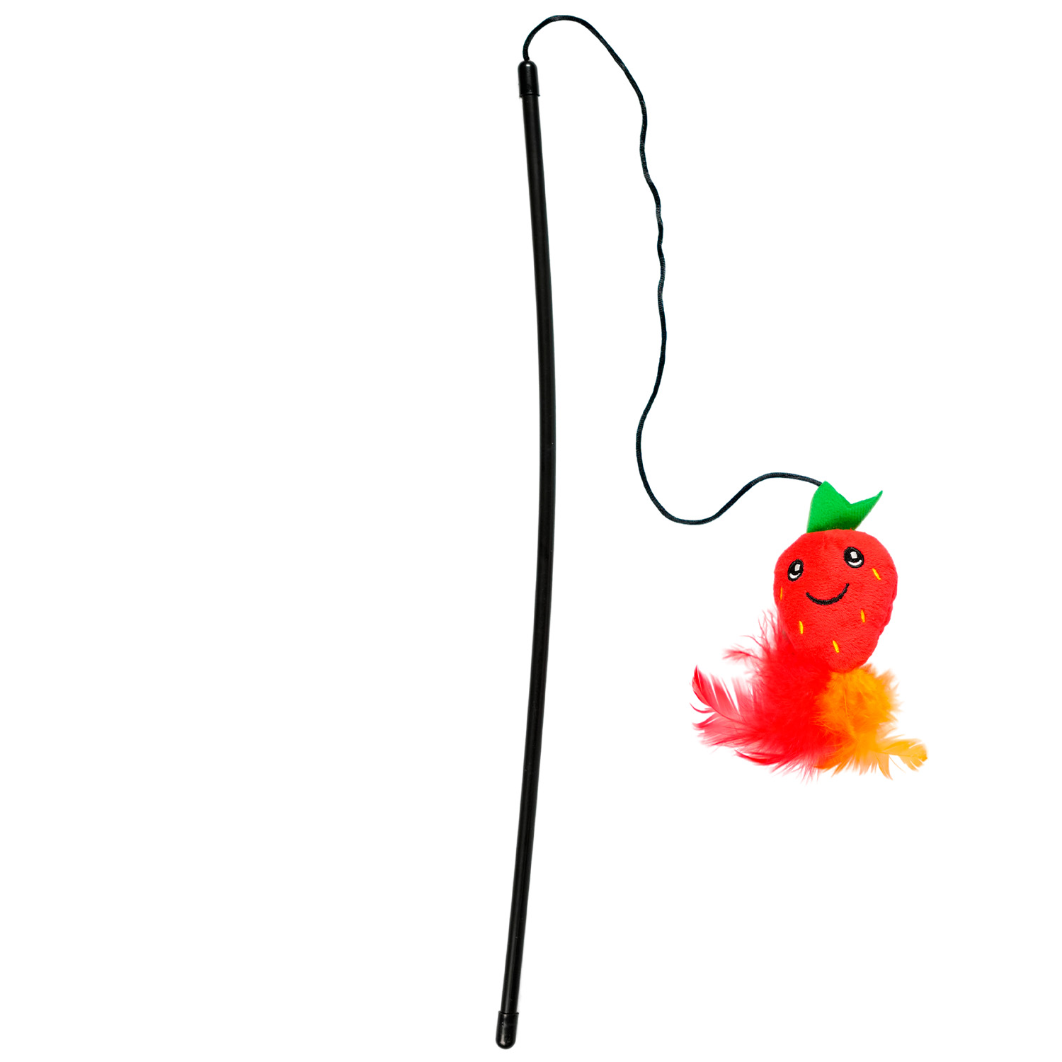 Игрушка-дразнилка Mr.Kranch для кошек Клубничка плюшевая с кошачьей мятой и перышками 17 см красная