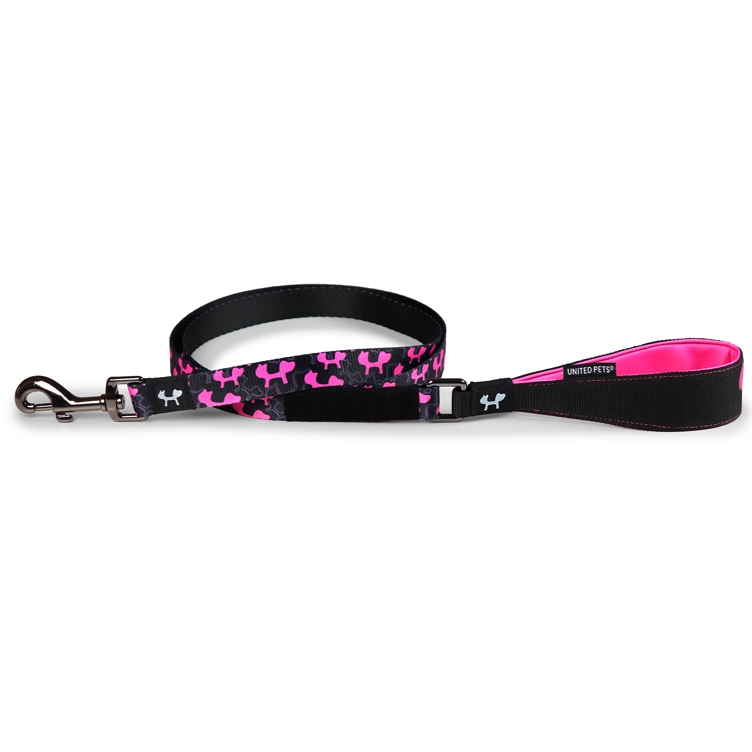 Поводок United Pets для собак Complete me Identity 120 см, 25 мм, черный с розовым СКИДКА 40%