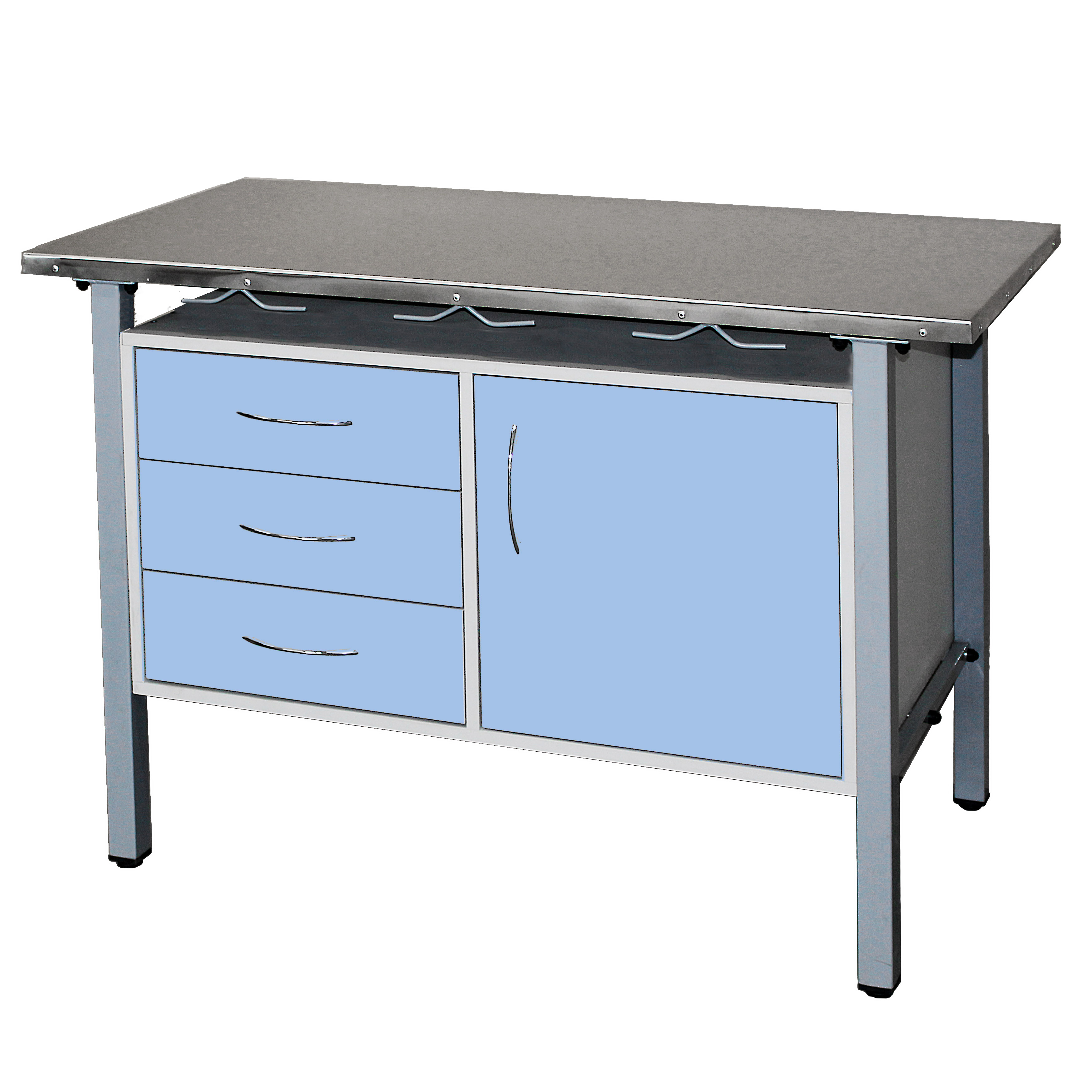 ТД ВЕТ Стол ветеринарный универсальный СВУ-3.07,столеш.нерж. сталь 1300х600х900 мм (фасад голубой)