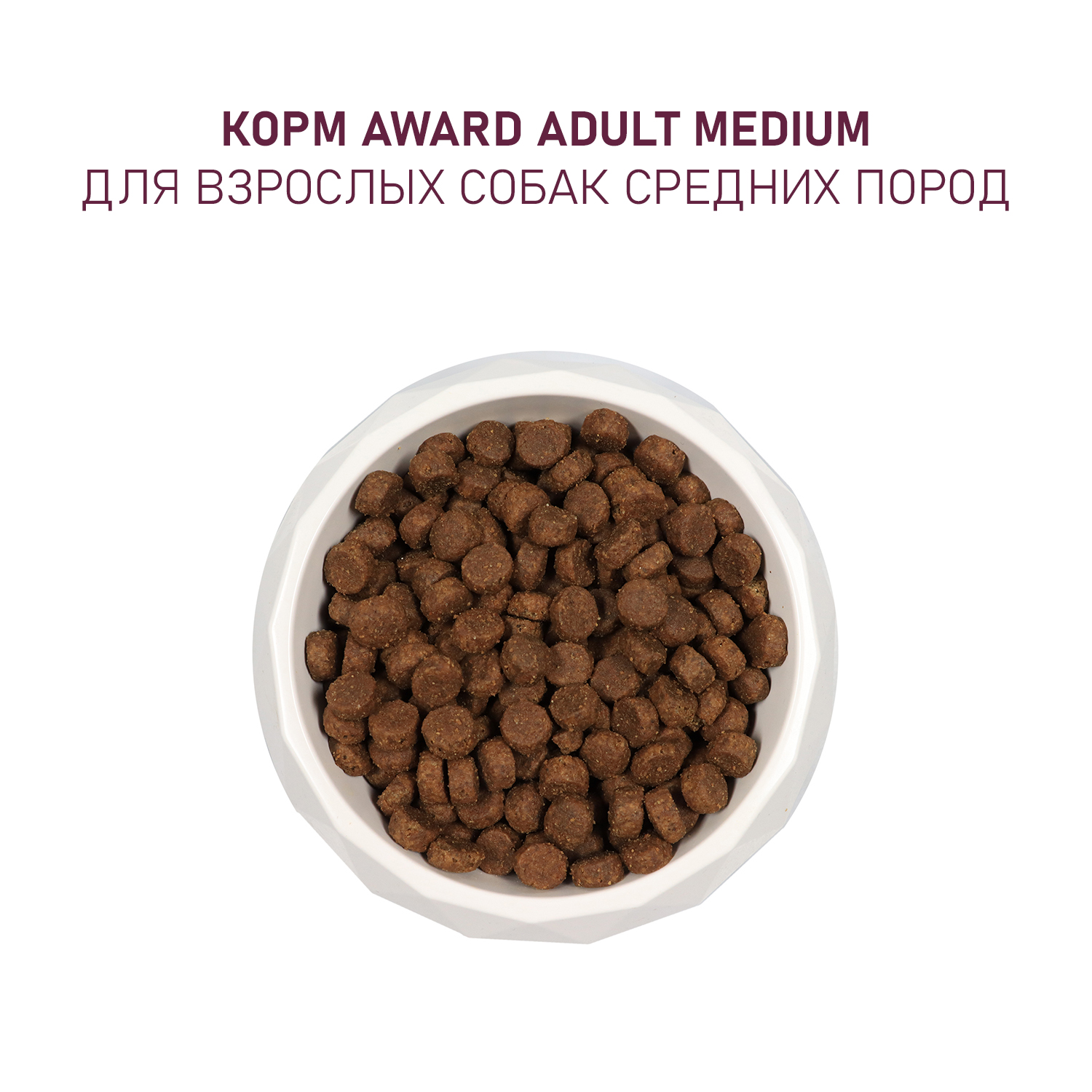 Сухой корм AWARD для взрослых собак средних пород с индейкой и курицей с добавлением моркови и черной смородины 2кг