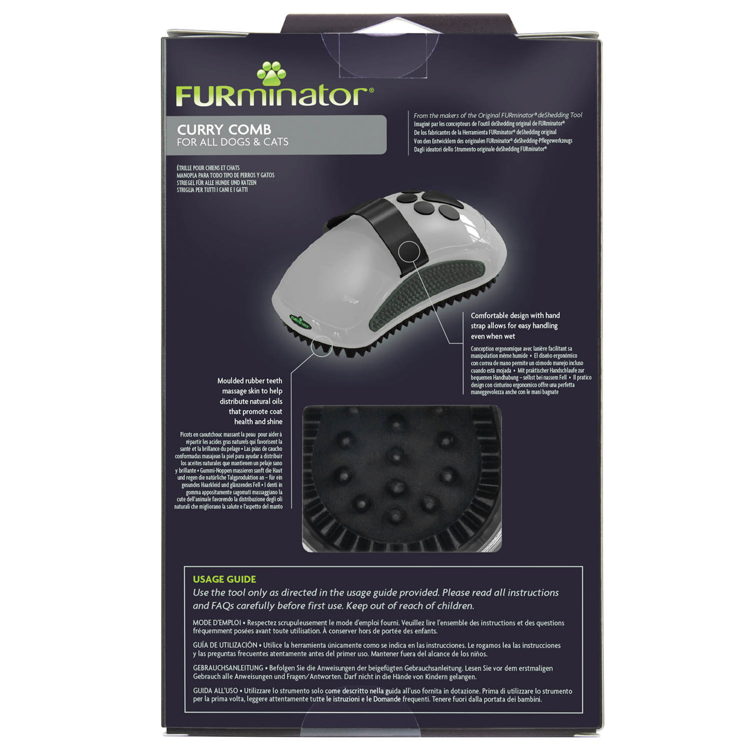Расческа FURminator резиновая Curry Comb зубцы 5 мм