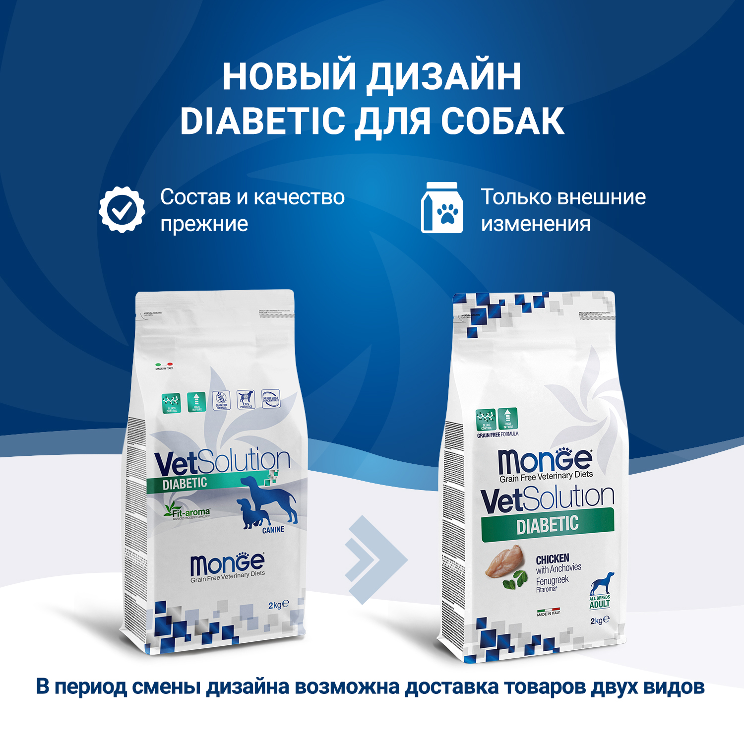 Диетический корм Monge VetSolution Dog Diabetic Диабетик для собак при сахарном диабете 2 кг