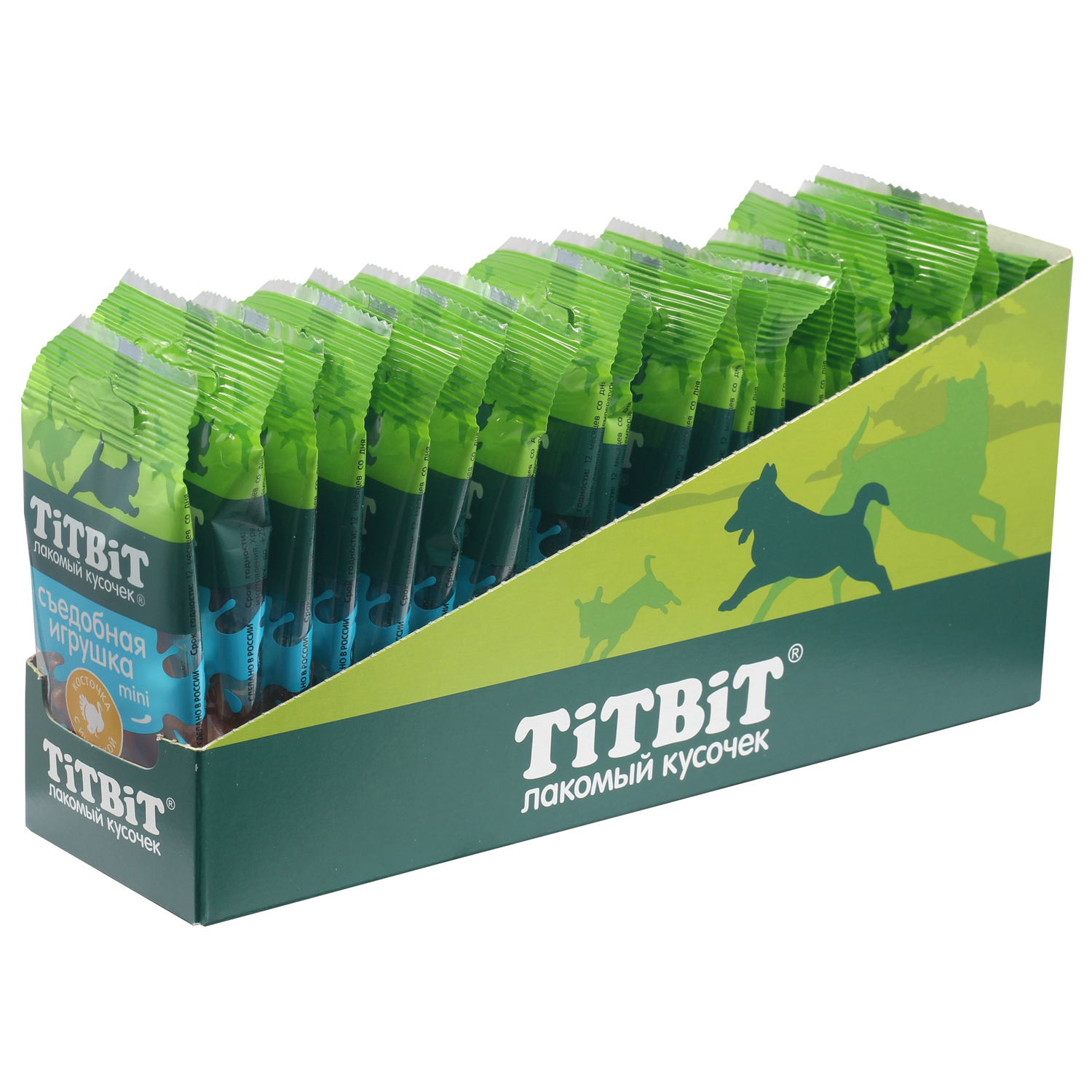 Лакомство TiTBiT Съедобная игрушка косточка с индейкой Mini для собак 20 г