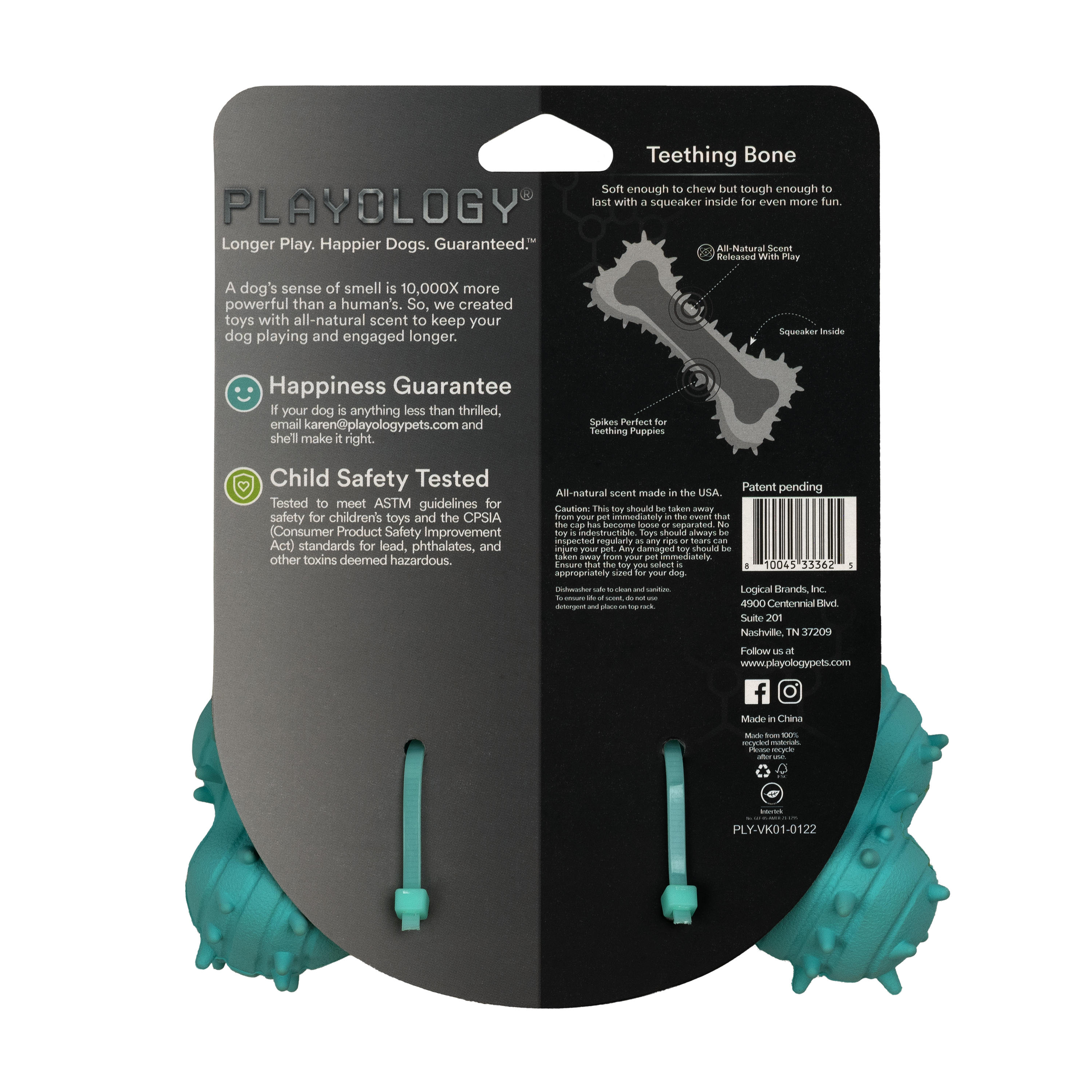 Playology дентальная жевательная косточка PUPPY TEETHING BONE для щенков 4-8 месяцев с ароматом арахиса, цвет голубой СКИДКА 50%