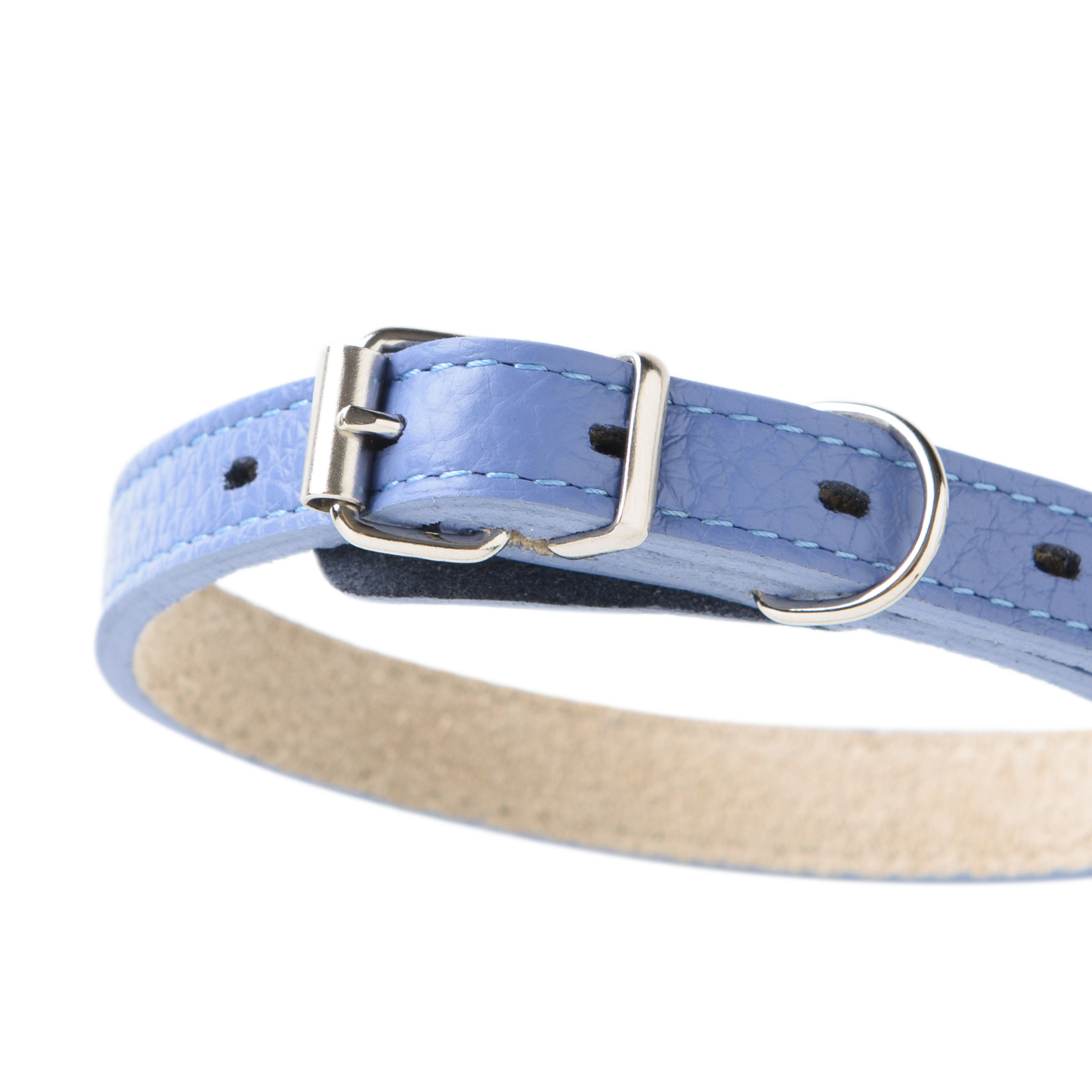 Ошейник Mr.Kranch для собак из натуральной кожи прямой 33-40см васильковый СКИДКА 50%