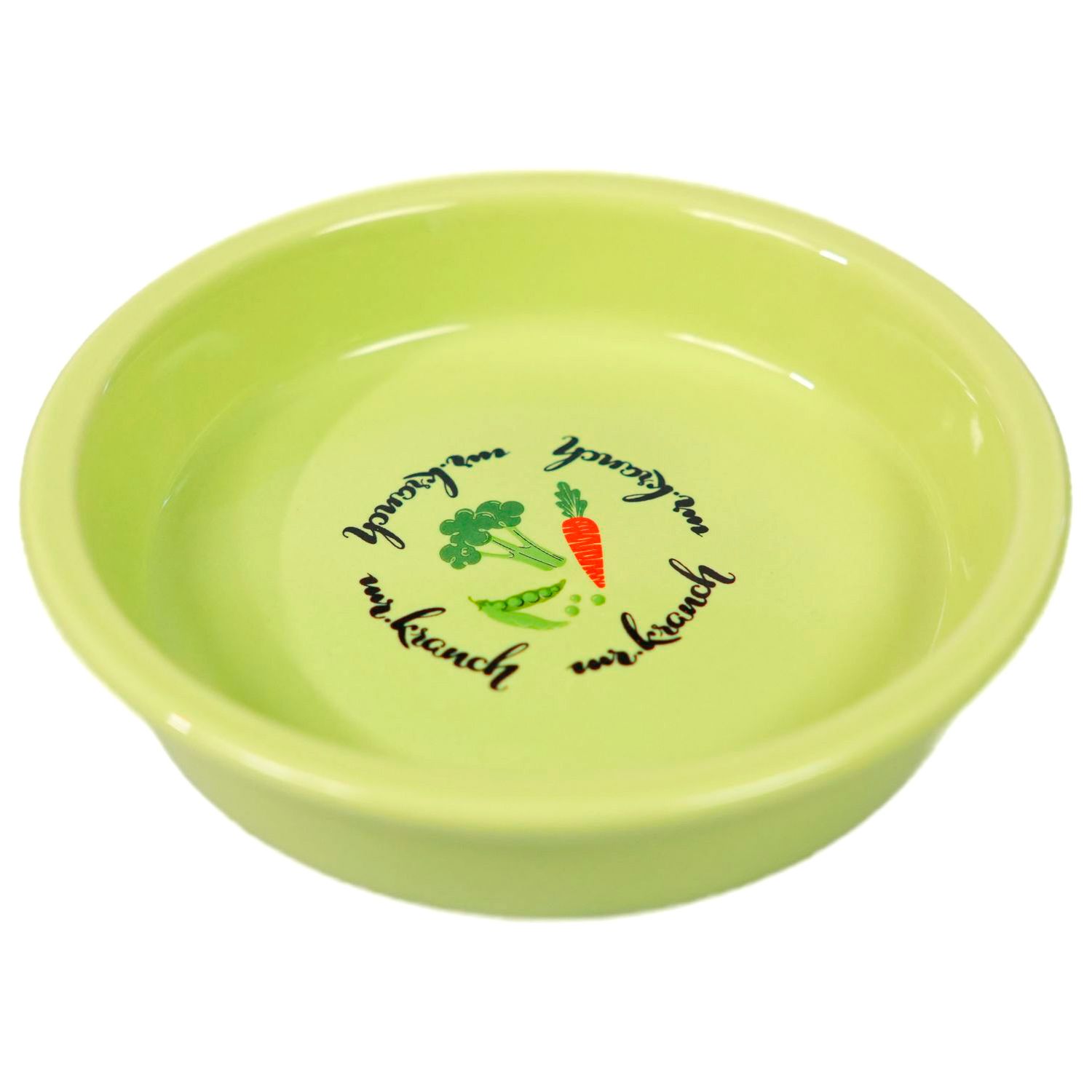 Миска Mr.Kranch керамическая для кошек 200 мл Овощи салатовая