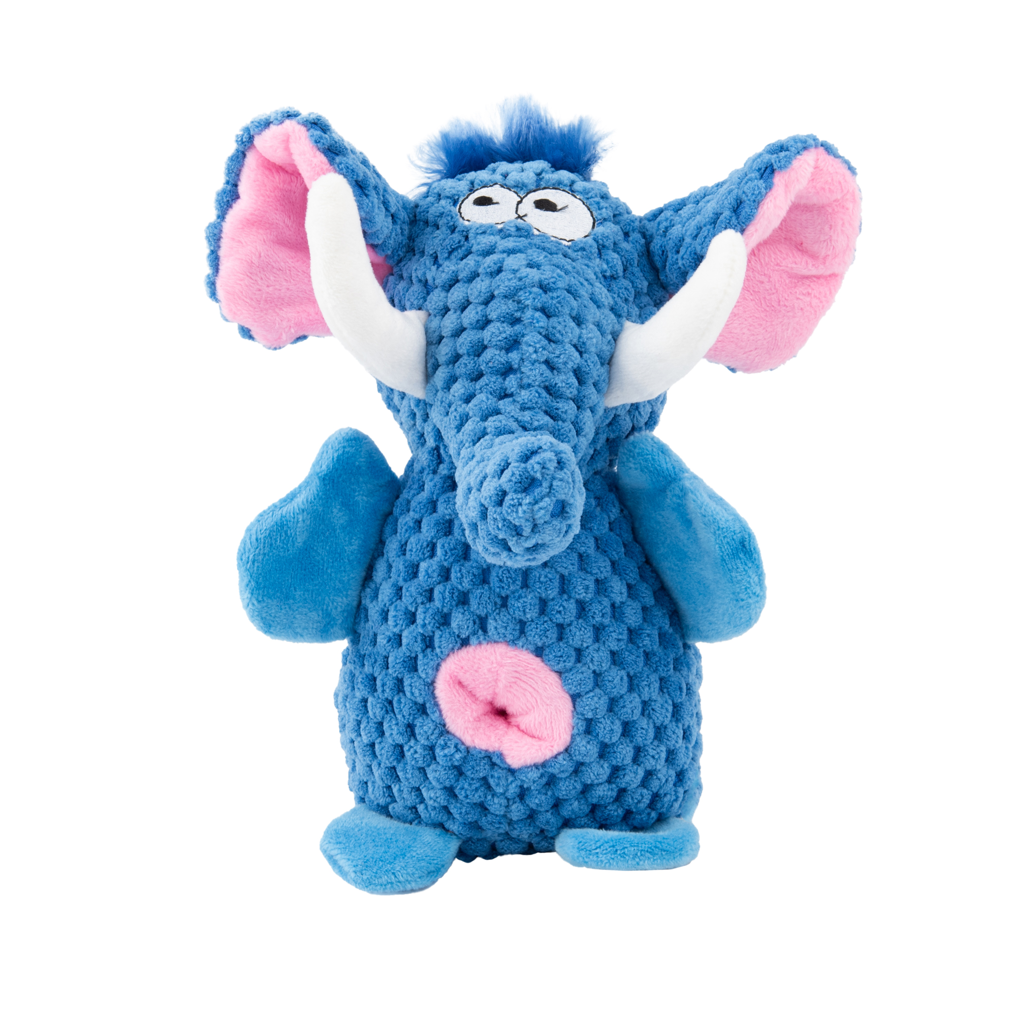 Игрушка Mr.Kranch для собак Слон плюшевая с канатиками пищалкой и карманом под лакомство 21 см голубая