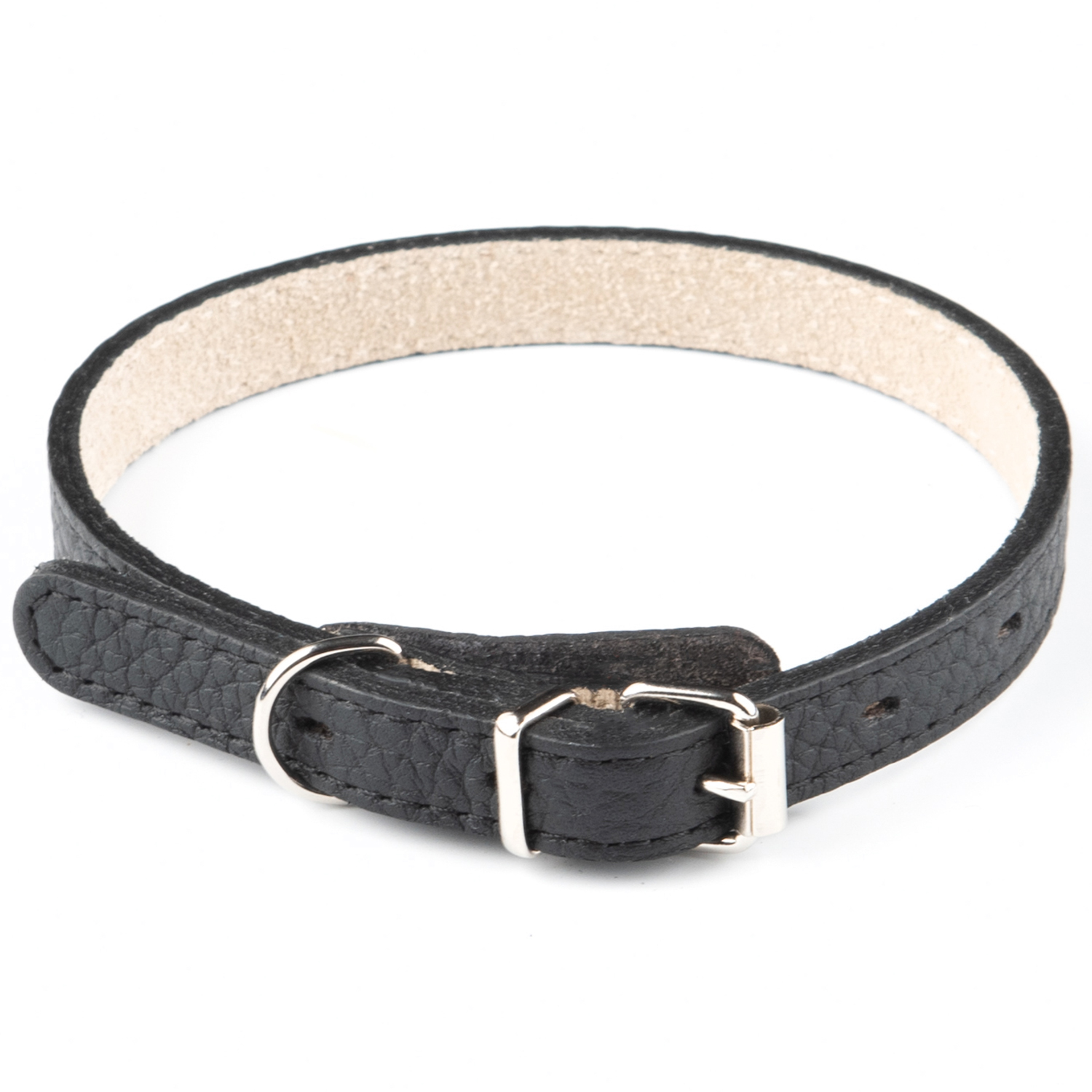 Ошейник Mr.Kranch для собак из натуральной кожи прямой 20-25см чёрный СКИДКА 40%