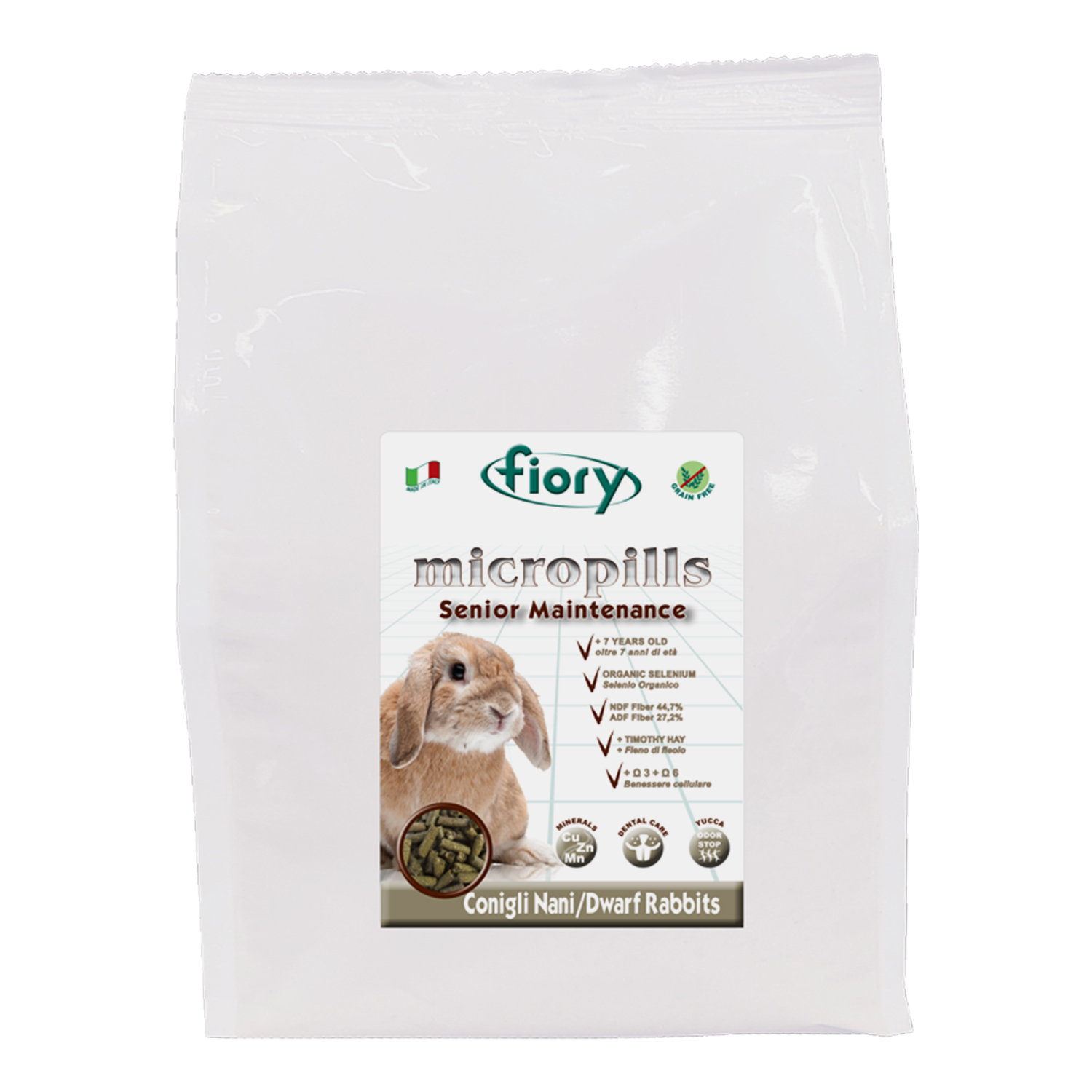 FIORY корм для карликовых кроликов старше 7 лет Micropills Dwarf Rabbits 2 кг